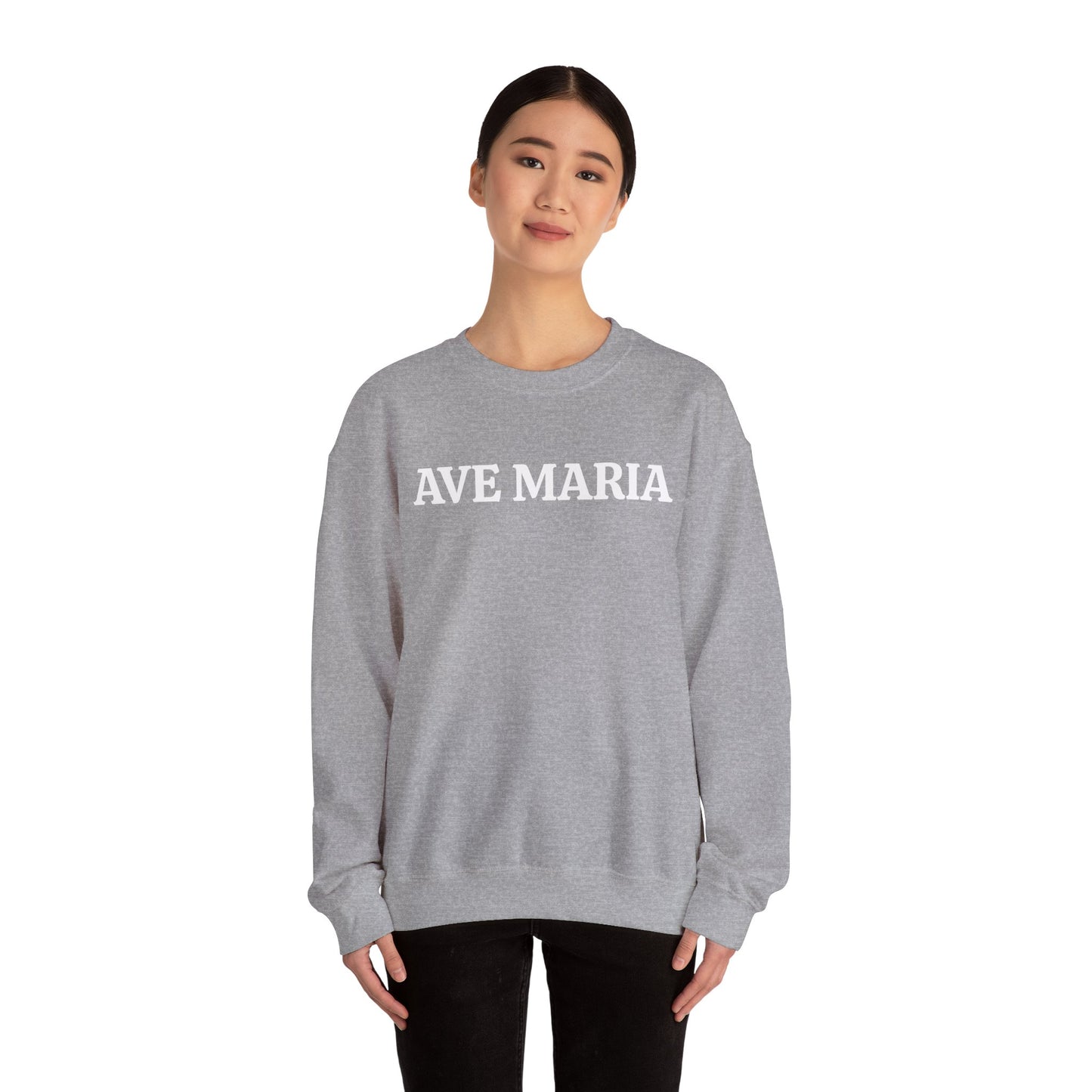 Ave Maria Crewneck Sweatshirt — Catholic Prayer Pullover