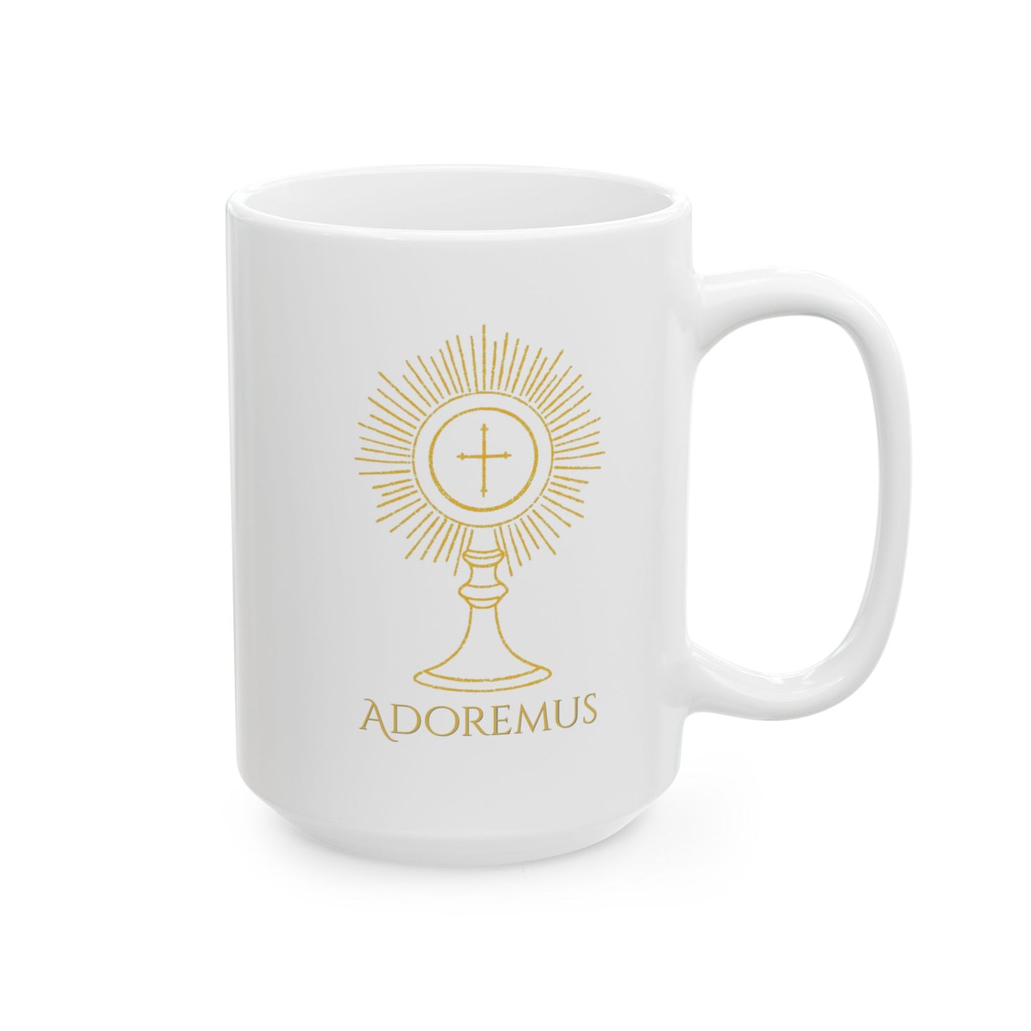 Catholic Monstrance Ceramic Mug — Eucharist Devotional Coffee Cup (15oz)