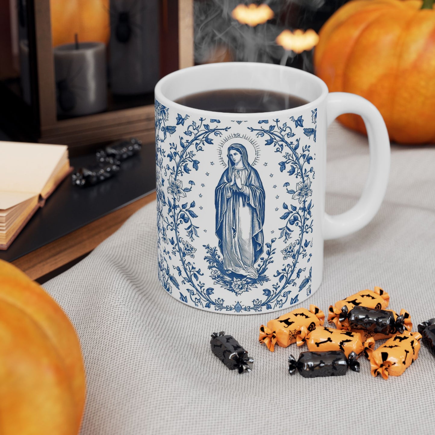 Blessed Mother Mary Ceramic Mug — Catholic Rosary Prayer Coffee Cup (11oz, 15oz)
