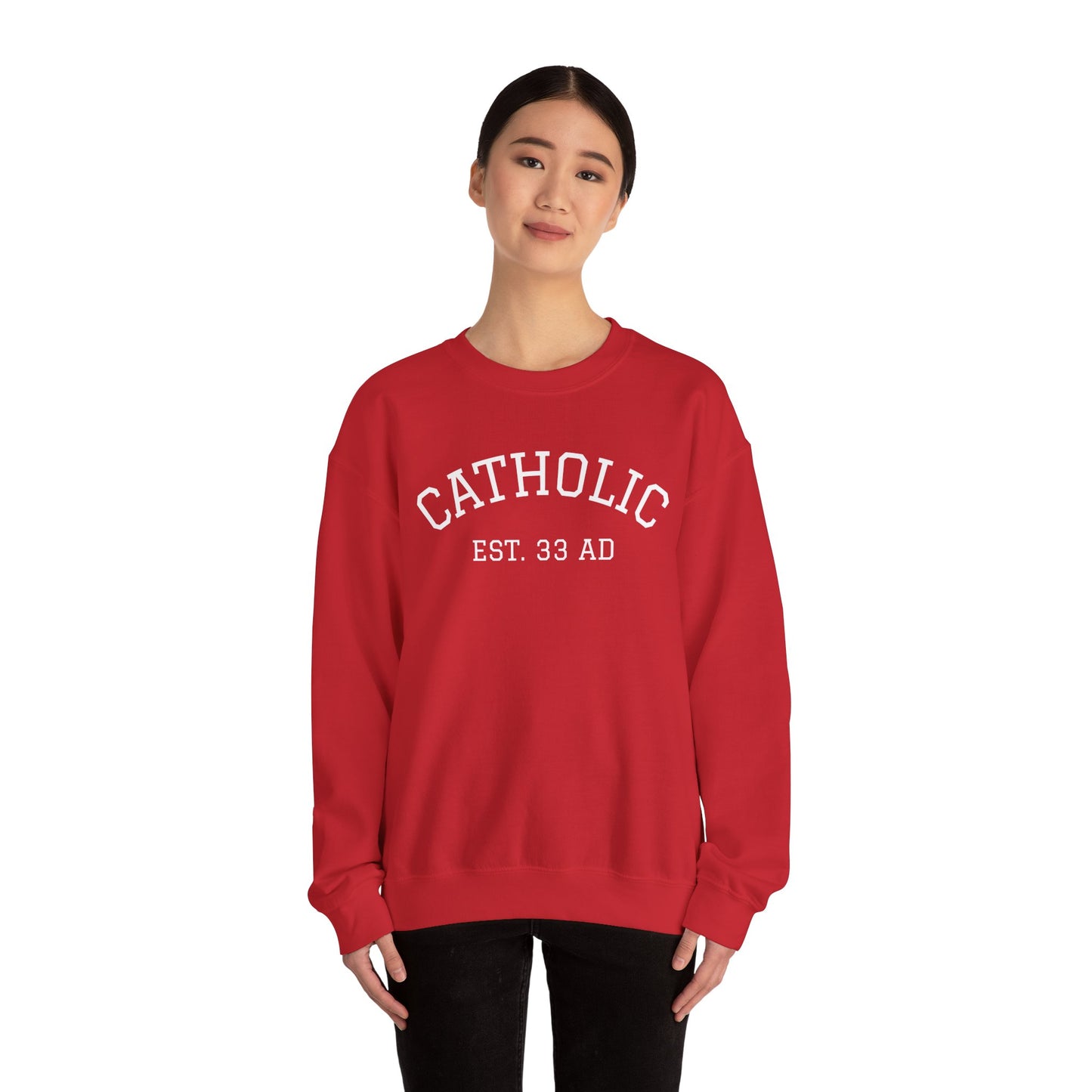 Catholic 33 AD Crewneck Sweatshirt — Christian Faith Graphic Pullover