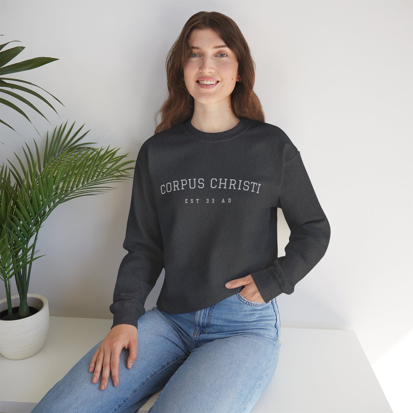 Corpus Christi Est. 33 AD Catholic Crewneck Sweatshirt