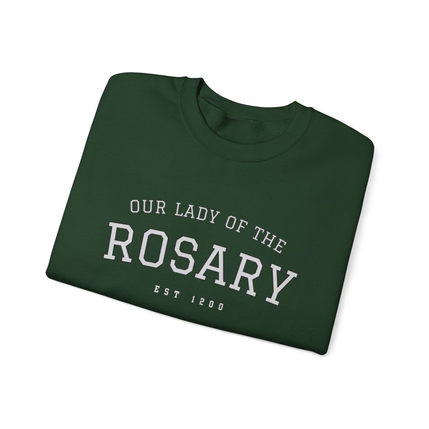 Our Lady of the Rosary Crewneck Sweatshirt — Catholic Devotional Sweatshirt