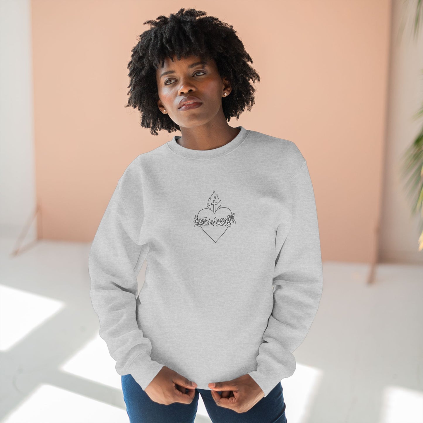 Sacred & Immaculate Heart Minimal Sweatshirt | Catholic Devotional Apparel