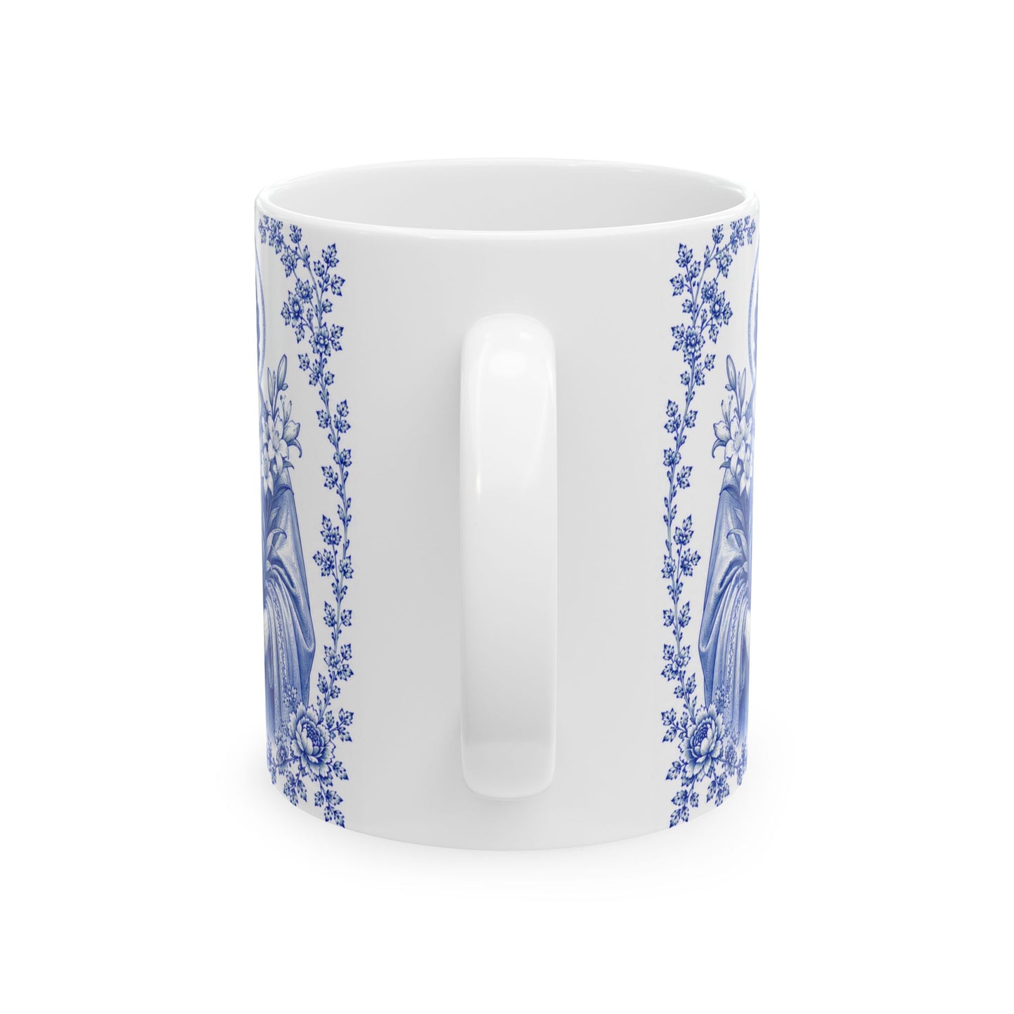 Saint Joseph Catholic Mug – Blue Toile Design (11oz & 15oz)