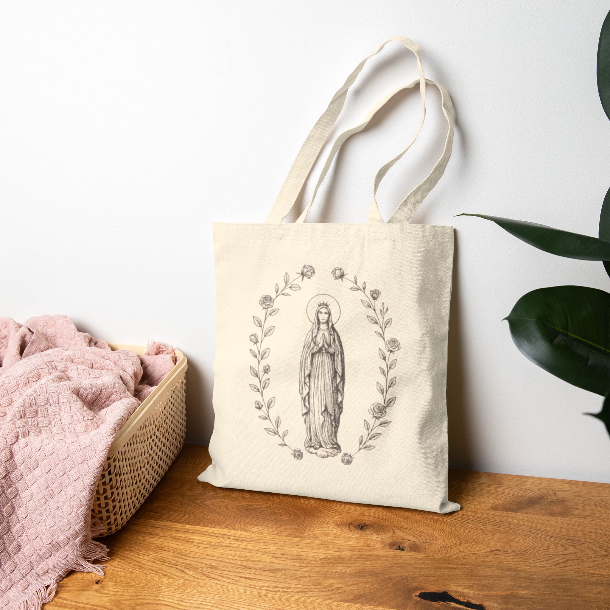 Blessed Mother Catholic Tote Bag — Mary Prayer Canvas Tote