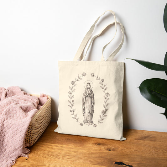 Blessed Mother Catholic Tote Bag — Mary Prayer Canvas Tote