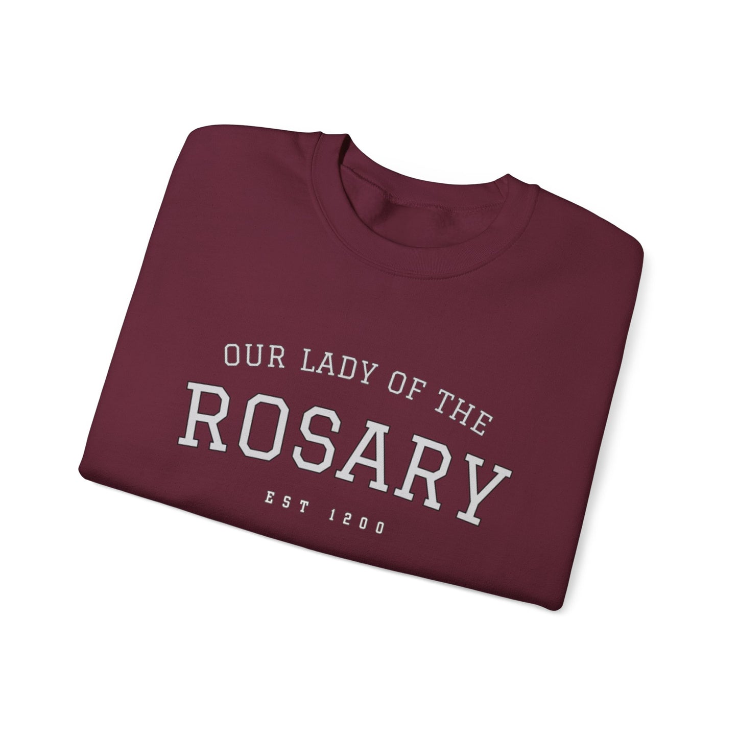 Our Lady of the Rosary Crewneck Sweatshirt — Catholic Devotional Sweatshirt