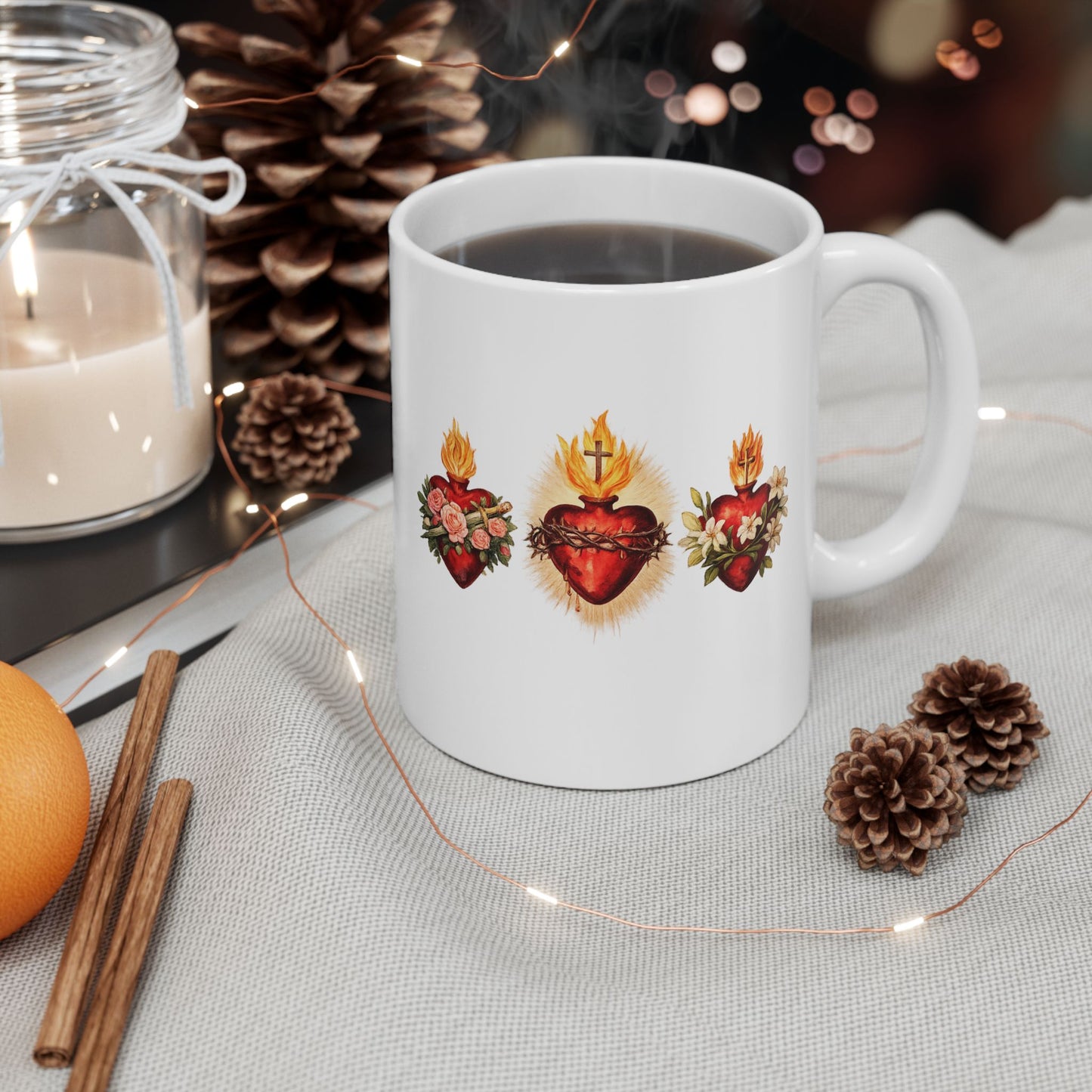 Sacred Heart Ceramic Mug — Catholic Devotional Coffee Cup (11oz)