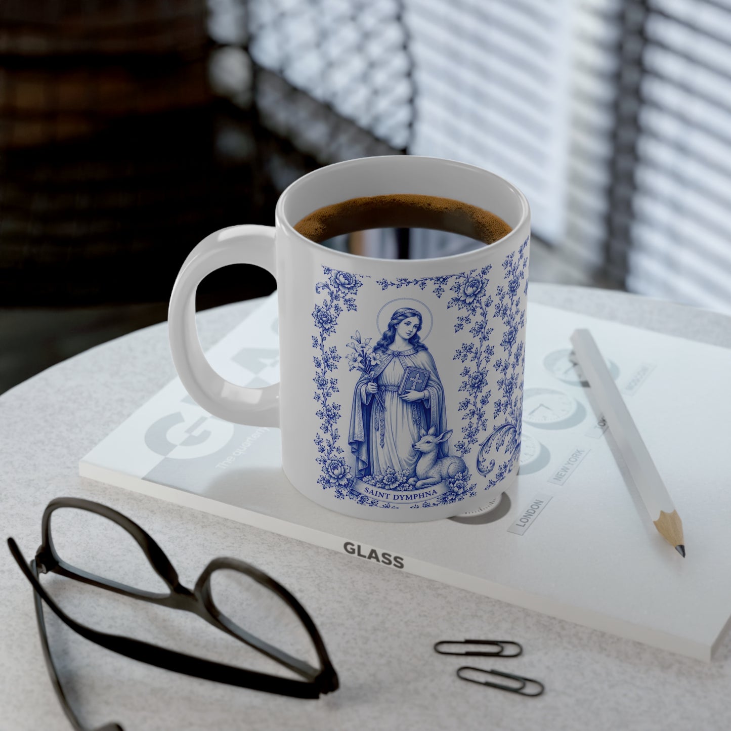 Saint Dymphna Jumbo Mug — 20oz Catholic Prayer Coffee Cup