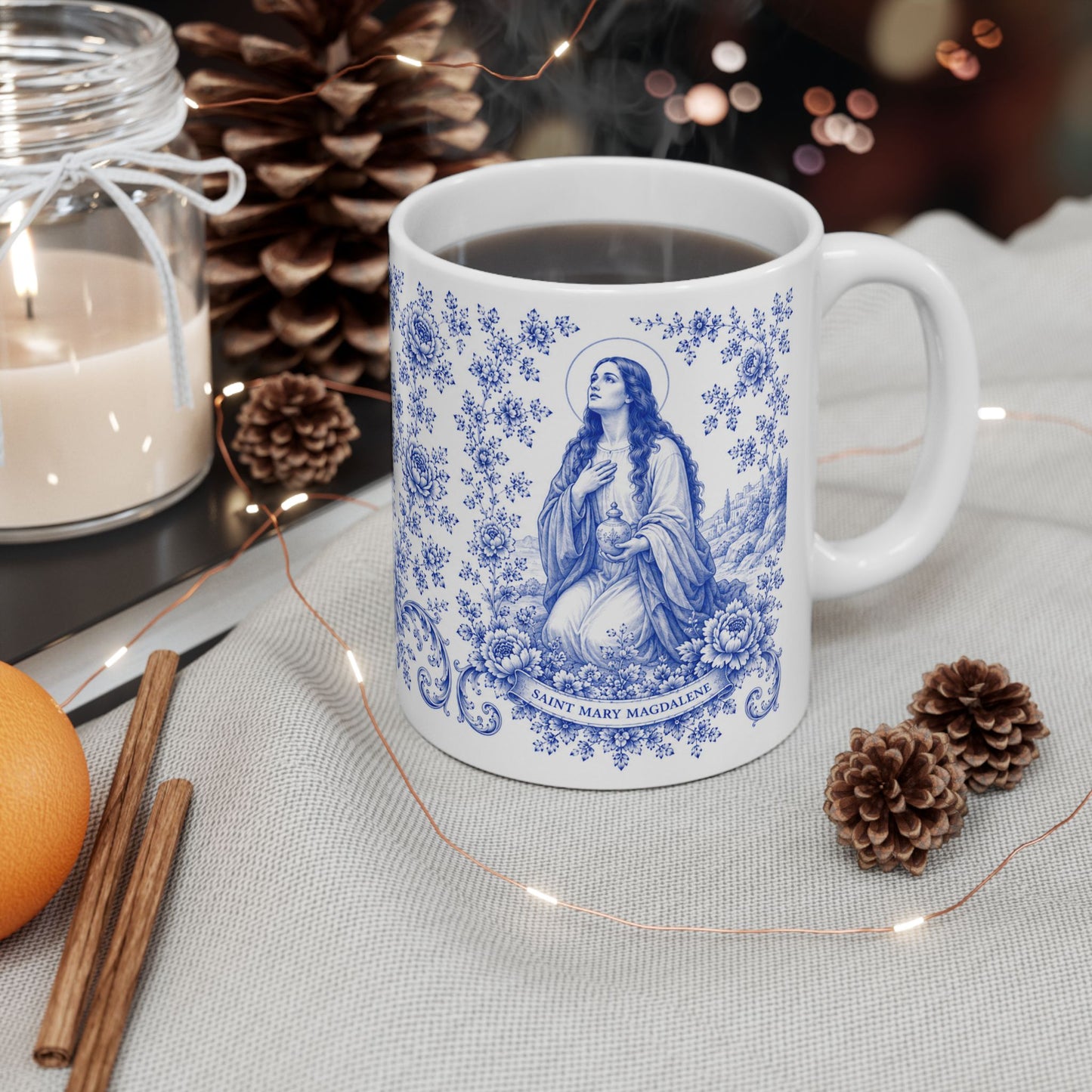 Saint Mary Magdalene Ceramic Mug — Catholic Prayer Coffee Cup (11oz, 15oz)