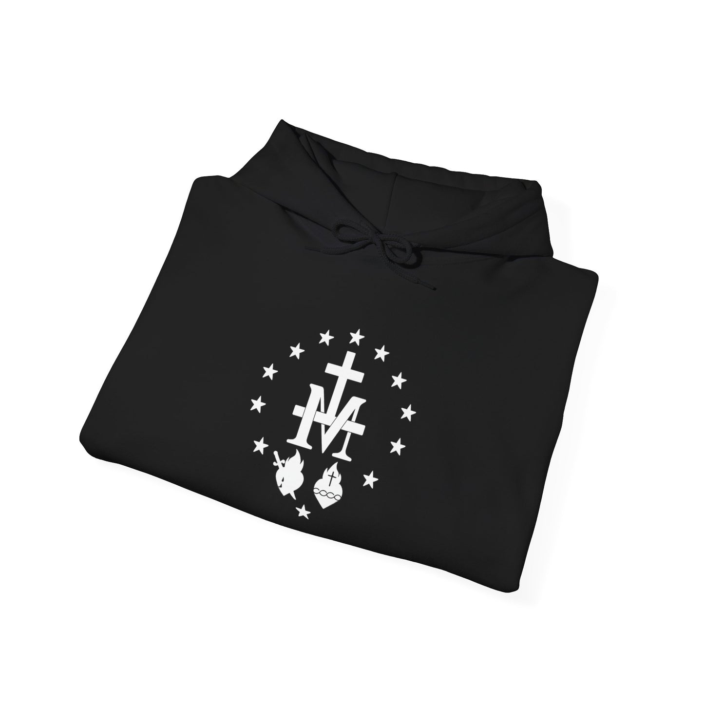 Marian Cross Hoodie — Our Lady Catholic Symbol Sweatshirt