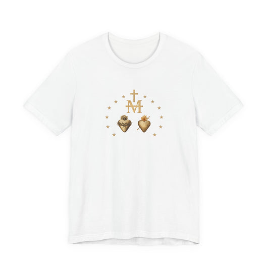 Sacred Hearts & Marian Monogram Tee - Religious Catholic Devotional T-Shirt