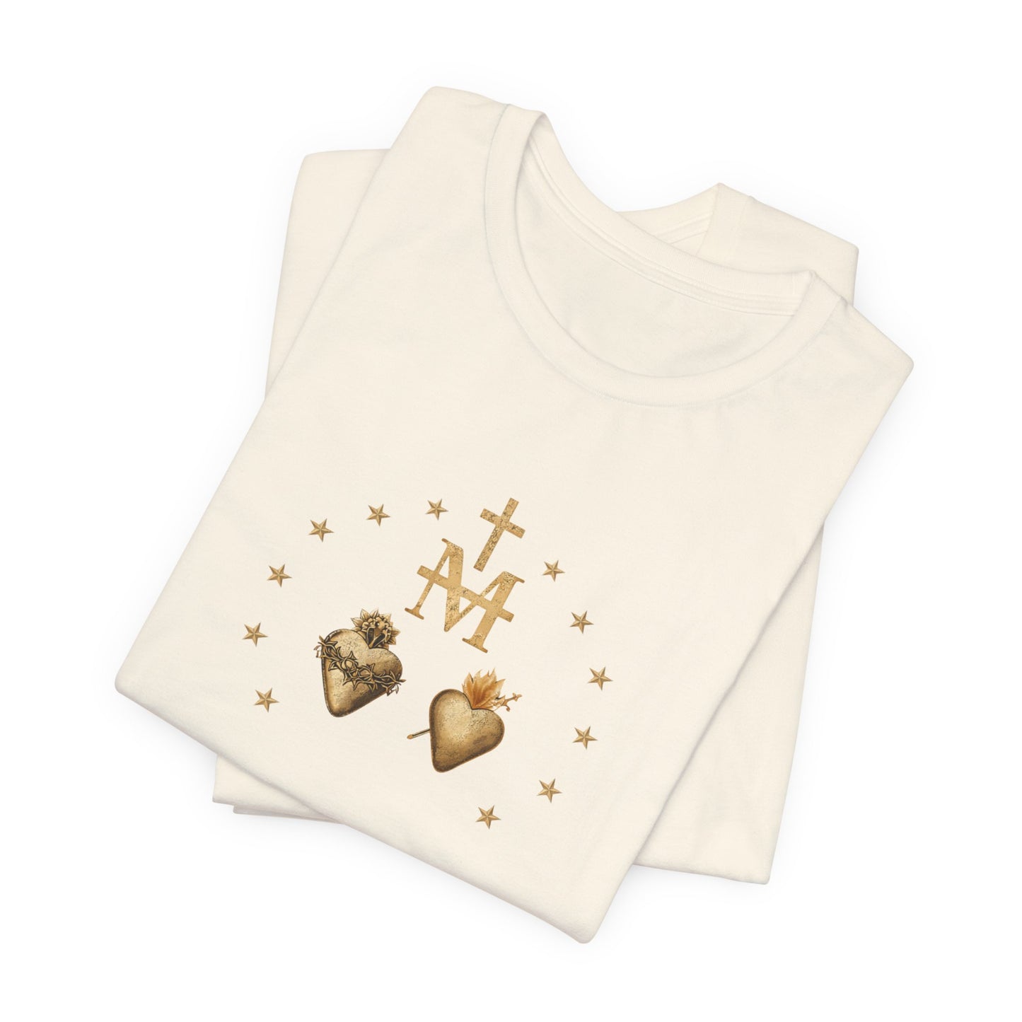 Sacred Hearts & Marian Monogram Tee - Religious Catholic Devotional T-Shirt