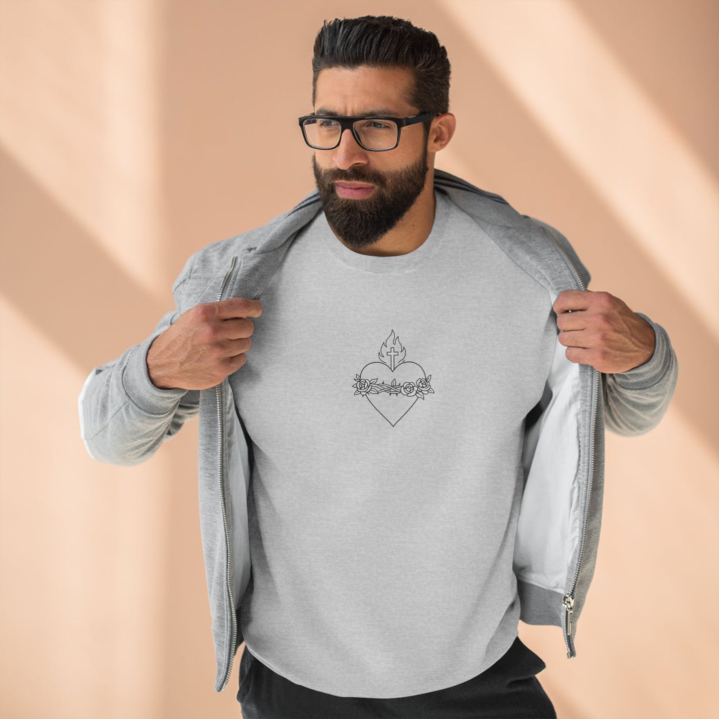 Sacred & Immaculate Heart Minimal Sweatshirt | Catholic Devotional Apparel