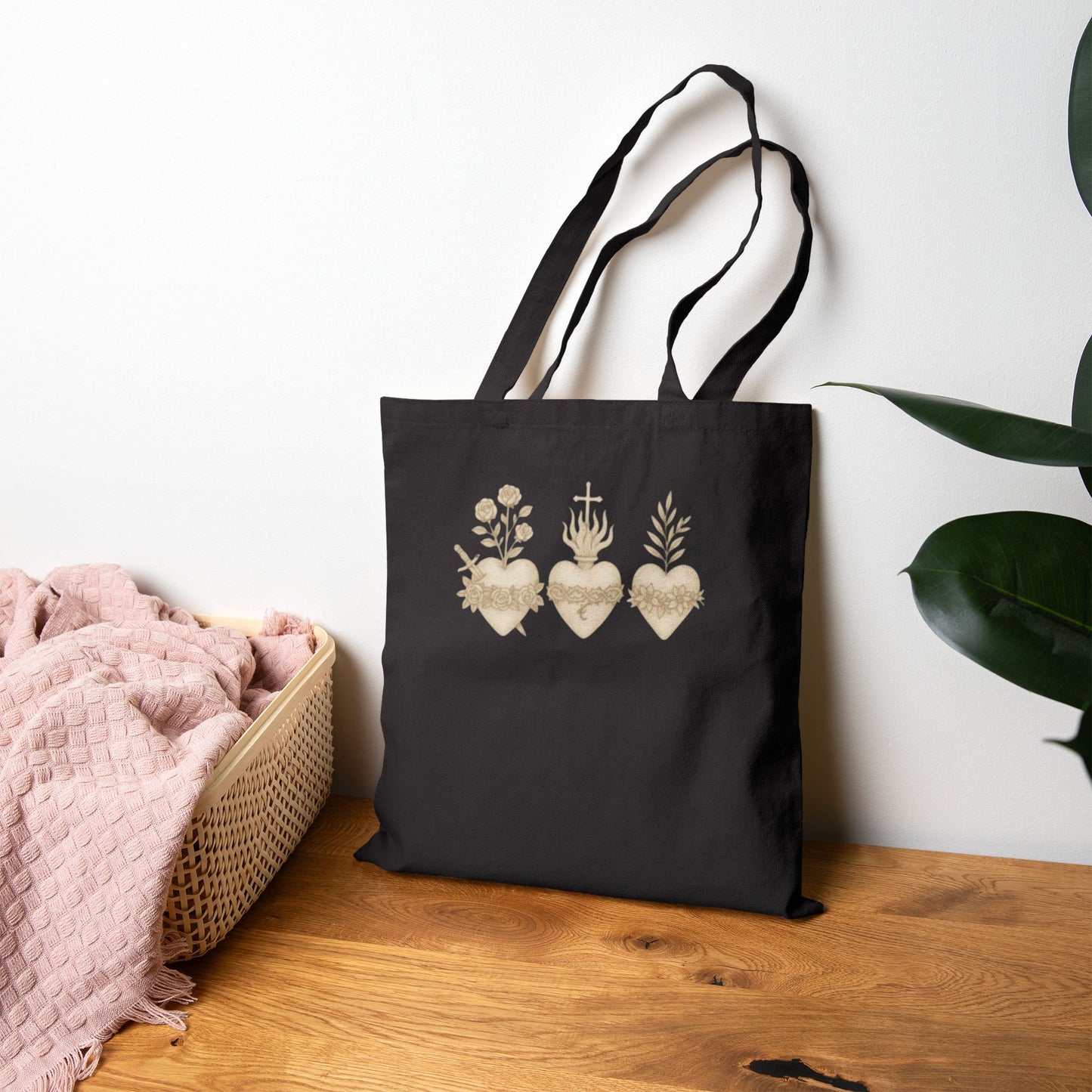 Sacred Heart Catholic Cotton Canvas Tote Bag