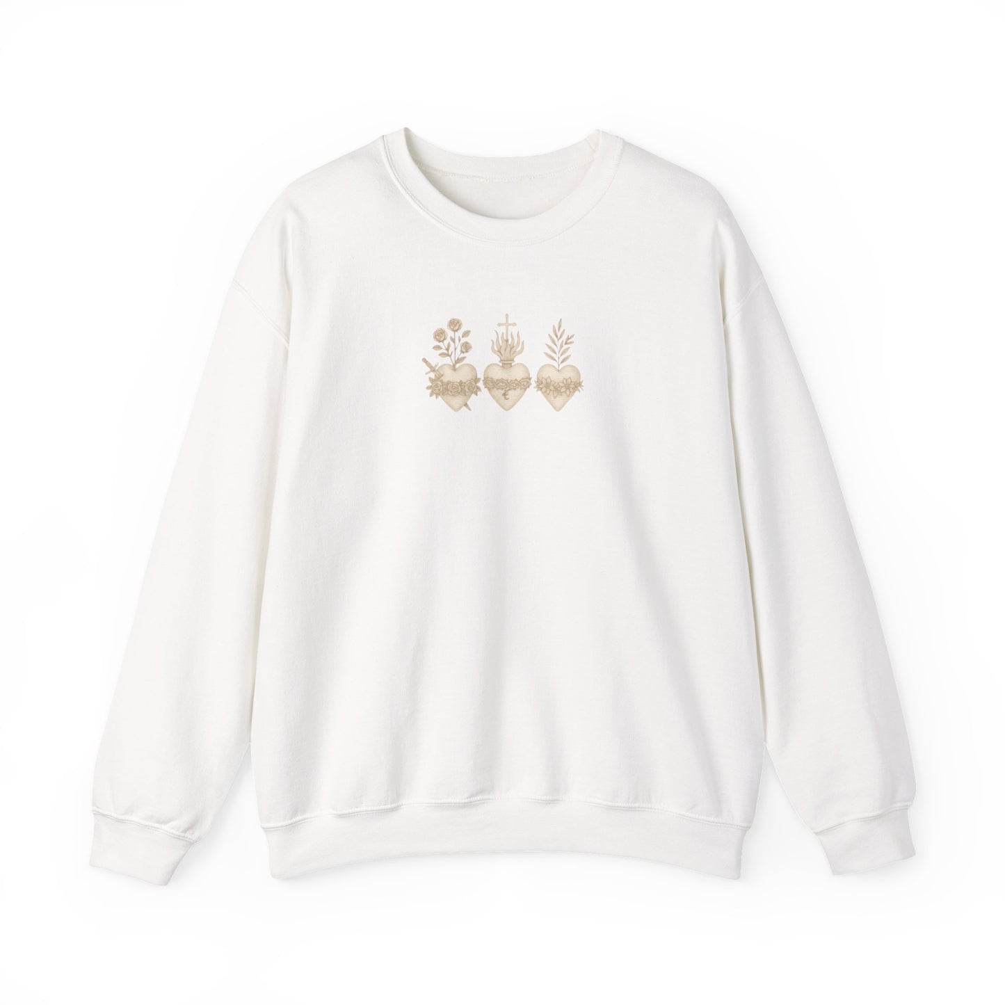 Sacred Heart Trio Catholic Shirt | Minimal Faith Tee | Jesus Mary Joseph Graphic | Christian Aesthetic Apparel