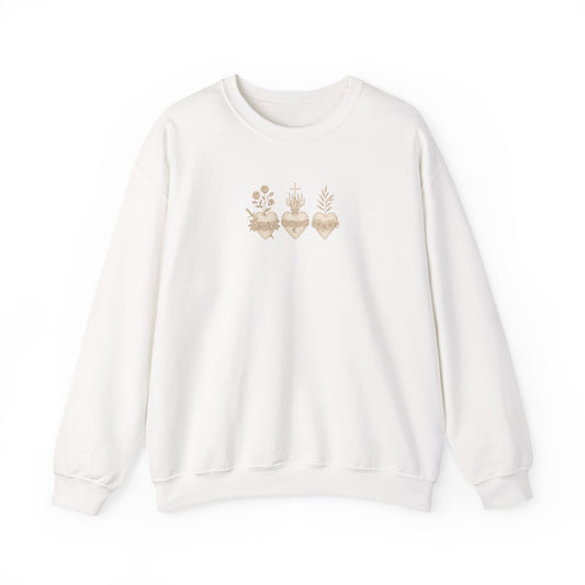 Sacred Heart Trio Catholic Shirt | Minimal Faith Tee | Jesus Mary Joseph Graphic | Christian Aesthetic Apparel