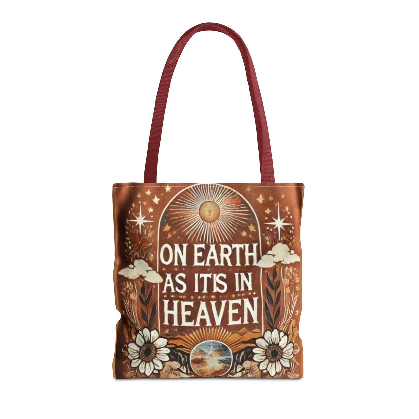 On Earth As It Is In Heaven Catholic Tote Bag — Faith-Inspired Everyday Carry