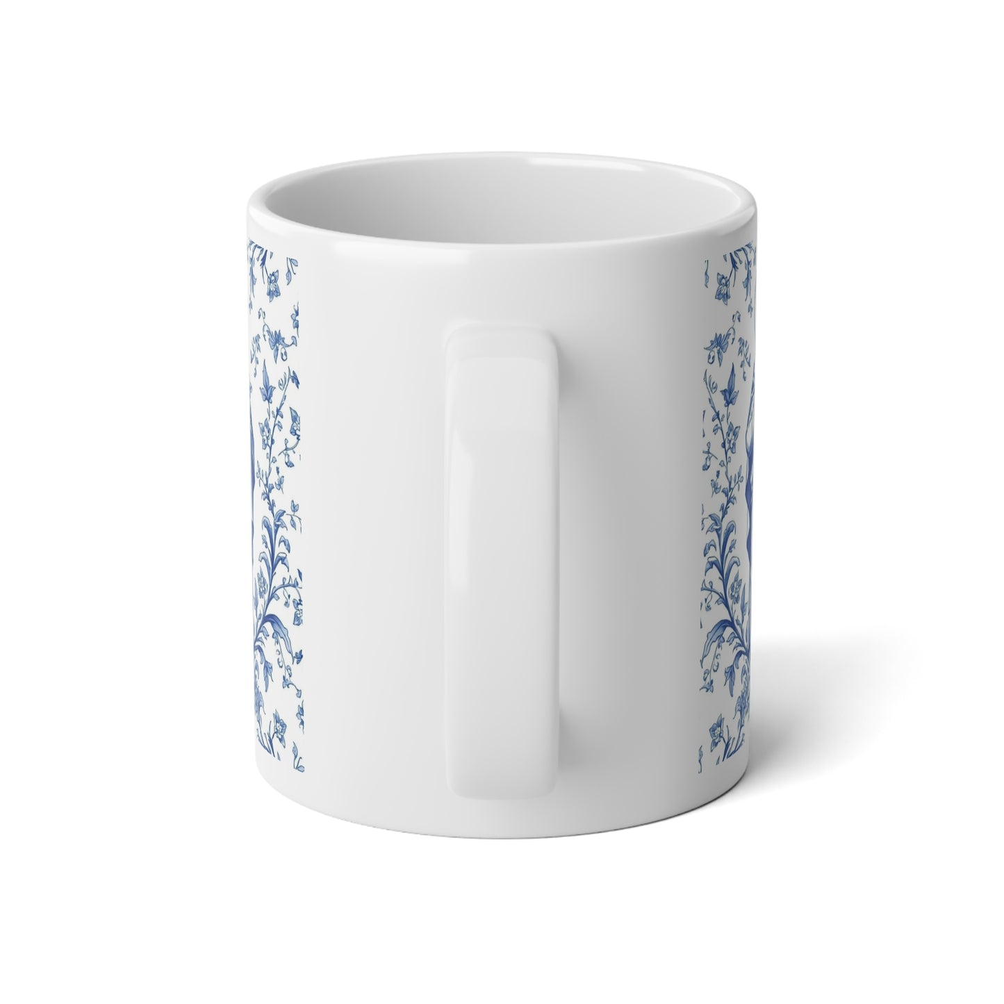Good Shepherd Toile 20oz Jumbo Mug — Blue Floral Catholic Coffee Cup (Christian Gift)