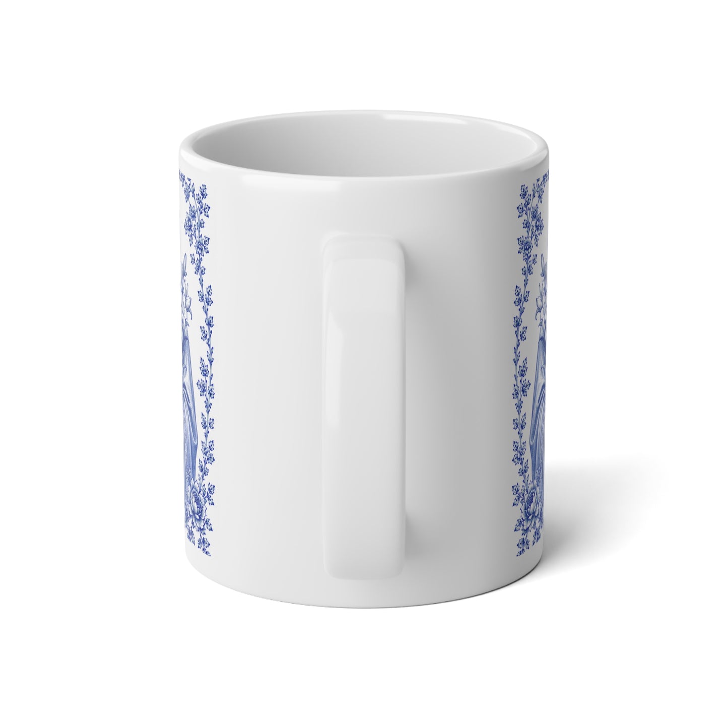 Saint Joseph Catholic Mug – Blue Toile Design (20oz)