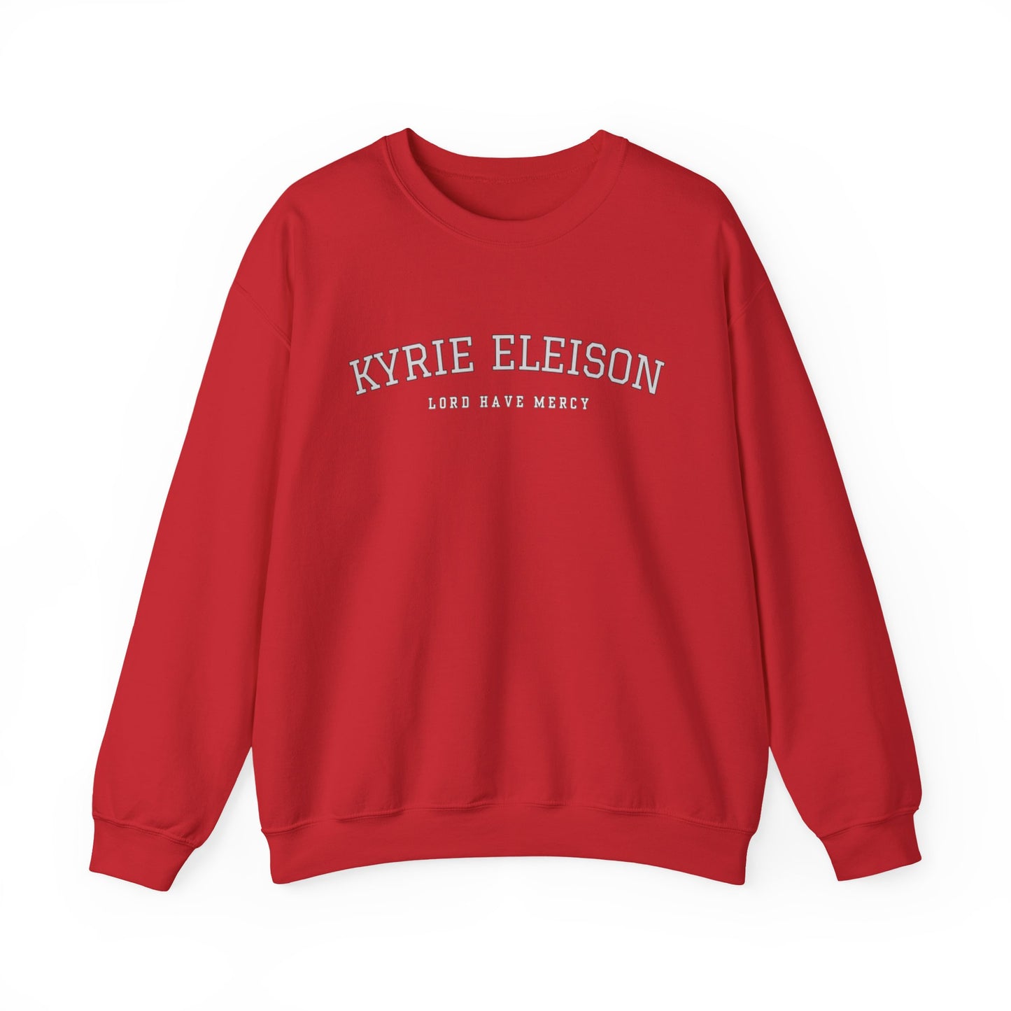Kyrie Eleison Crewneck Sweatshirt — Catholic “Lord Have Mercy” Minimalist Pullover