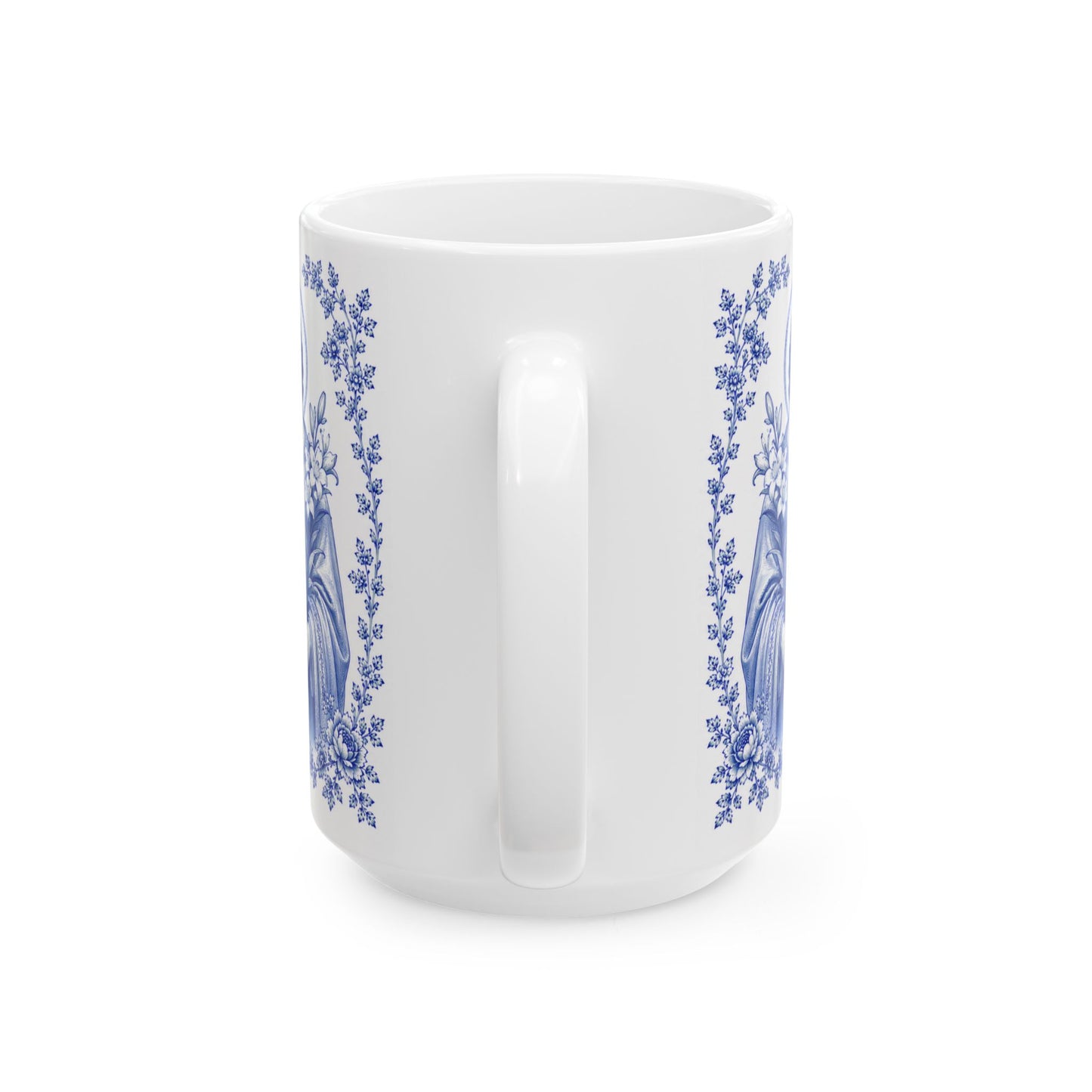 Saint Joseph Catholic Mug – Blue Toile Design (11oz & 15oz)