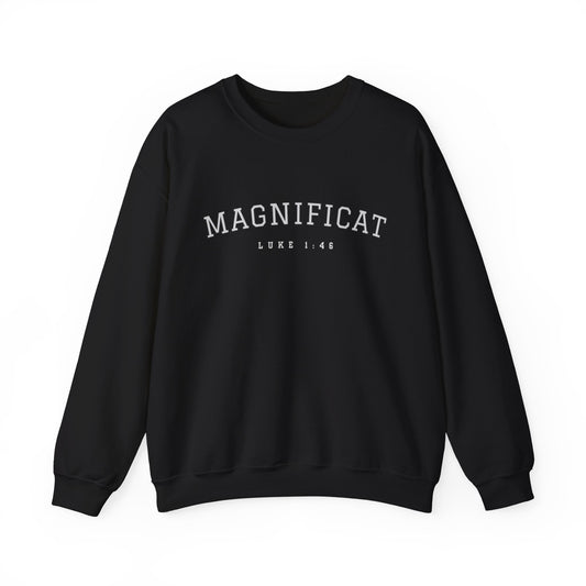 Magnificat Crewneck – Luke 1:46 Catholic Varsity Sweatshirt