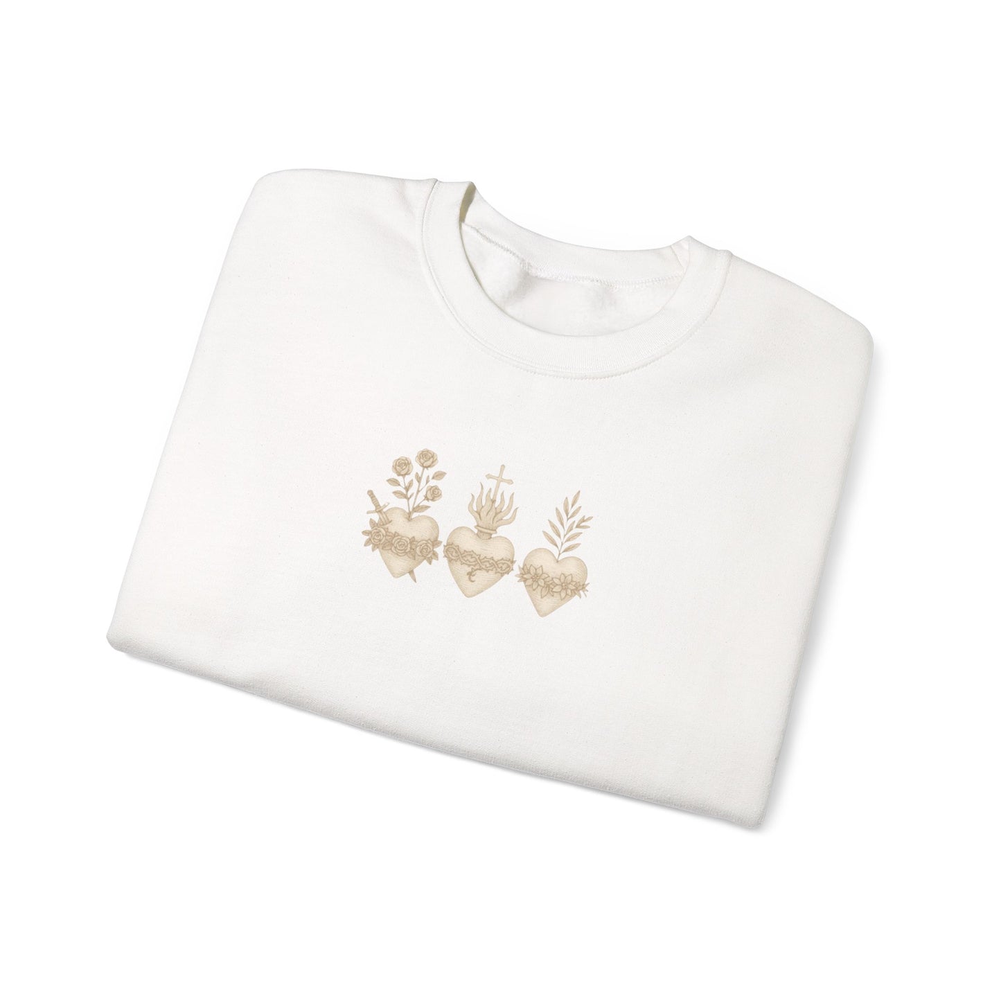 Sacred Heart Trio Catholic Shirt | Minimal Faith Tee | Jesus Mary Joseph Graphic | Christian Aesthetic Apparel