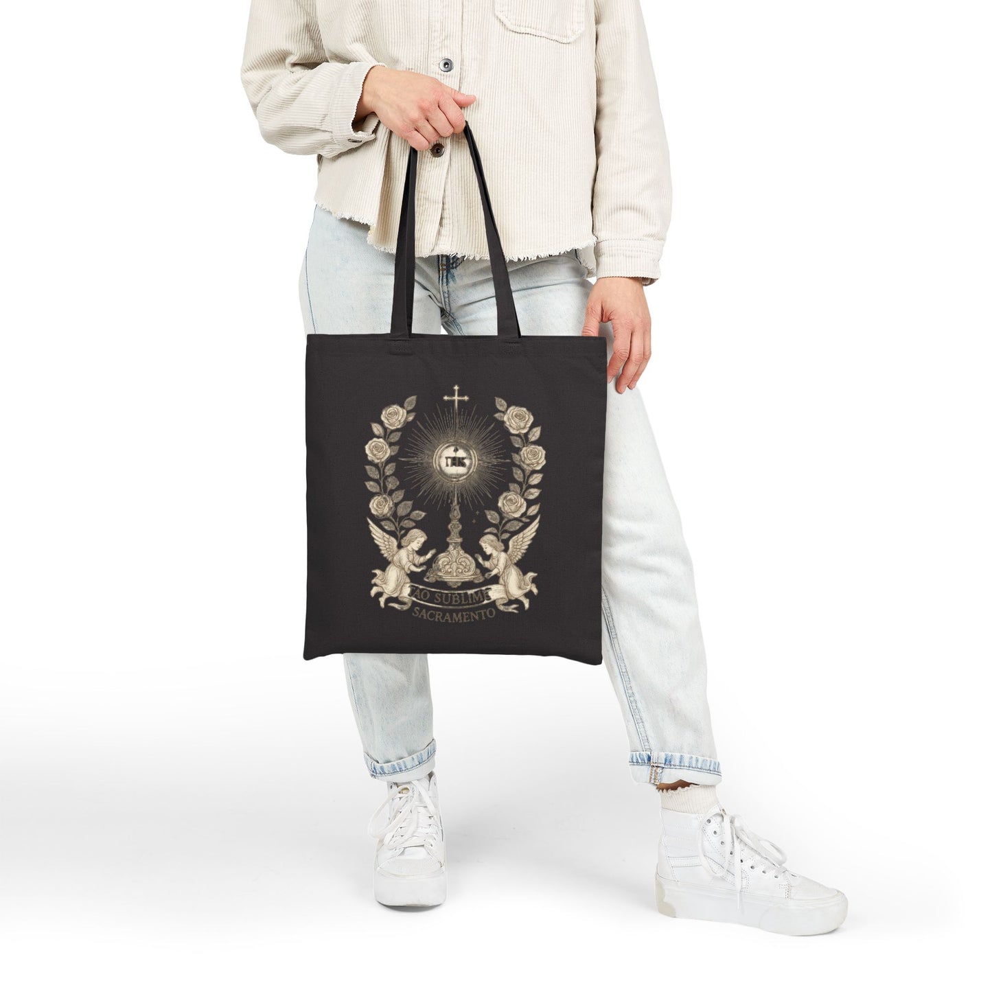 Monstrance Catholic Tote Bag — Sacred Eucharist Canvas Tote