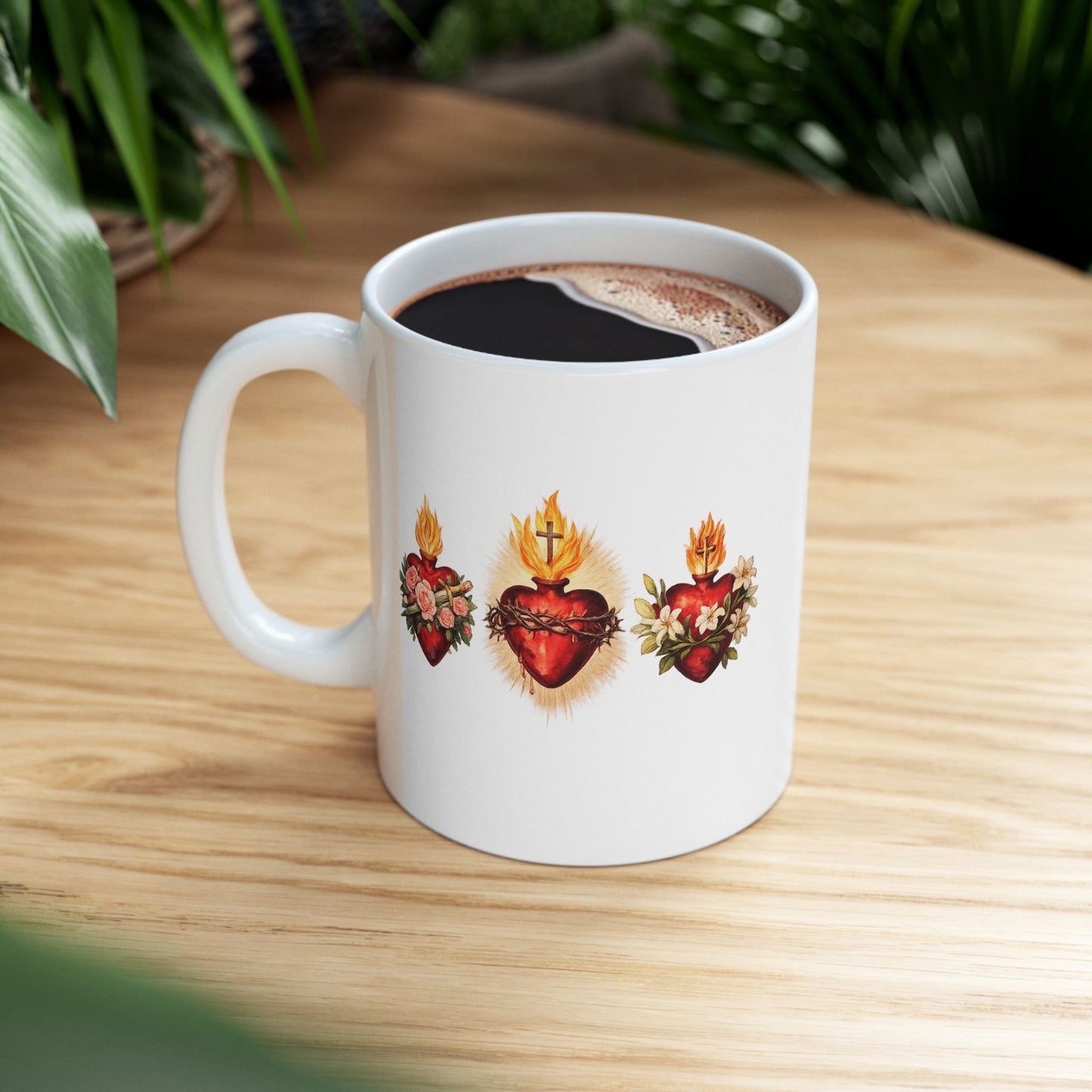 Sacred Heart Ceramic Mug — Catholic Devotional Coffee Cup (11oz)