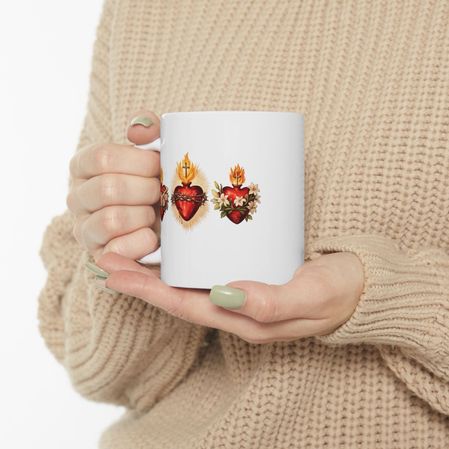 Sacred Heart Ceramic Mug — Catholic Devotional Coffee Cup (11oz)