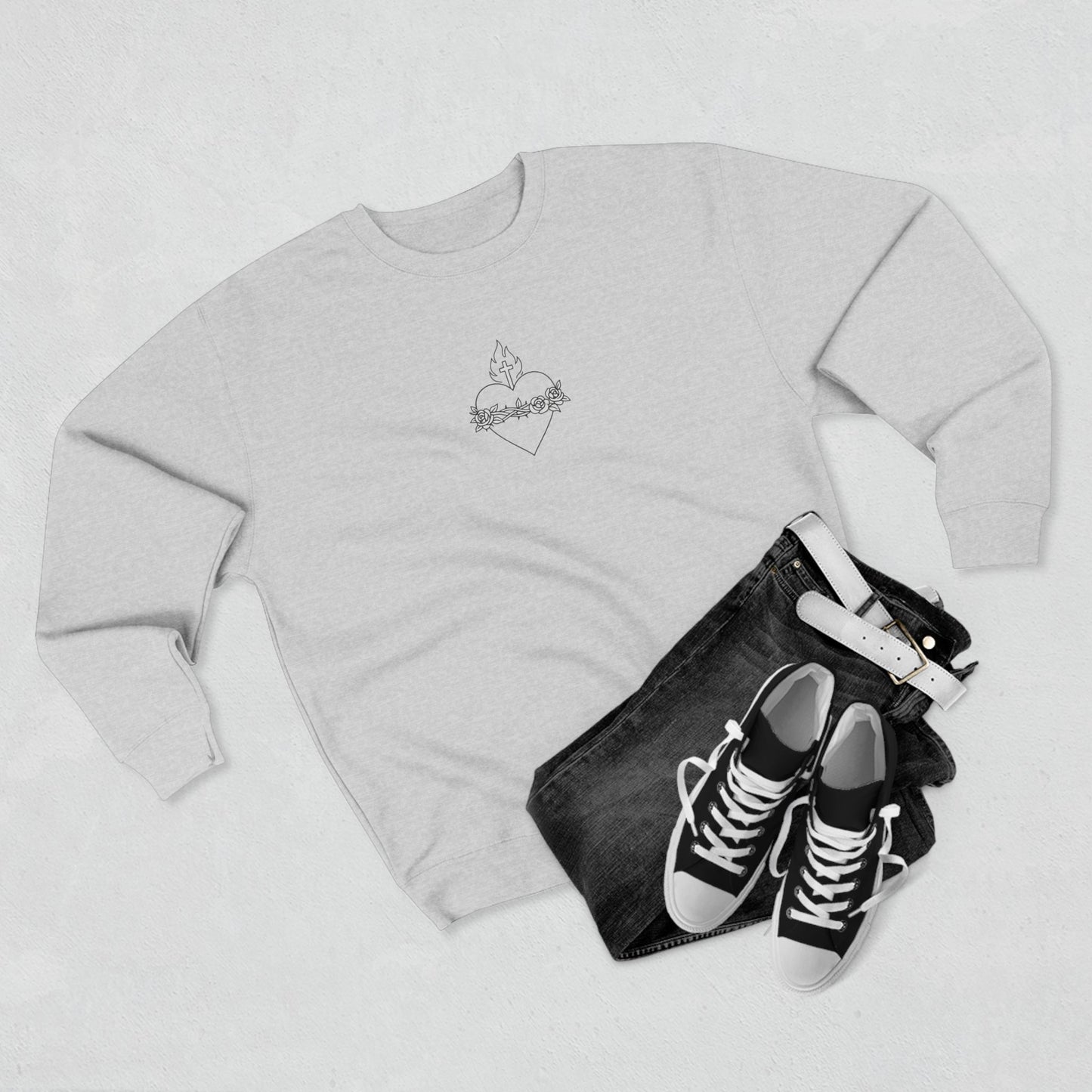 Sacred & Immaculate Heart Minimal Sweatshirt | Catholic Devotional Apparel