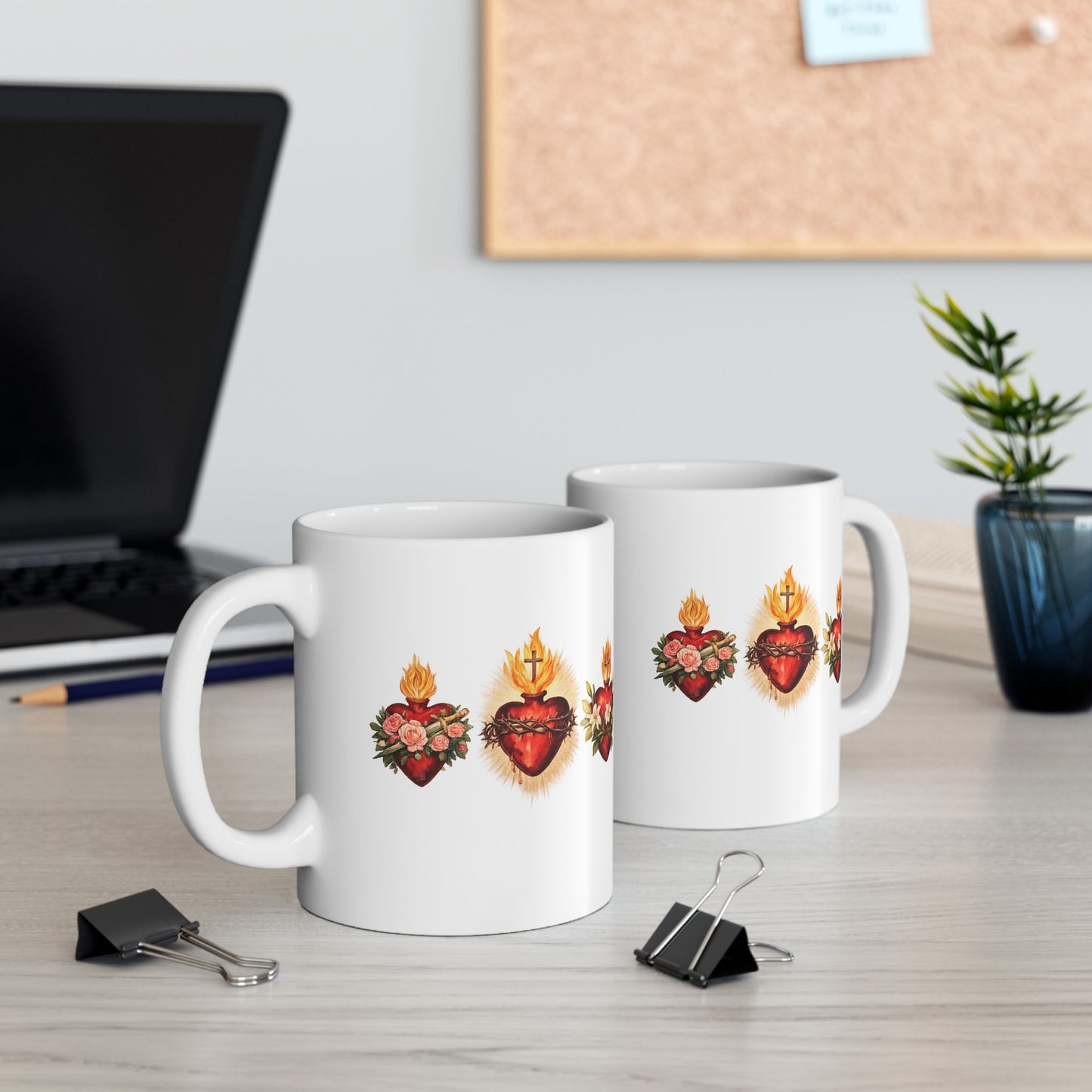 Sacred Heart Ceramic Mug — Catholic Devotional Coffee Cup (11oz)
