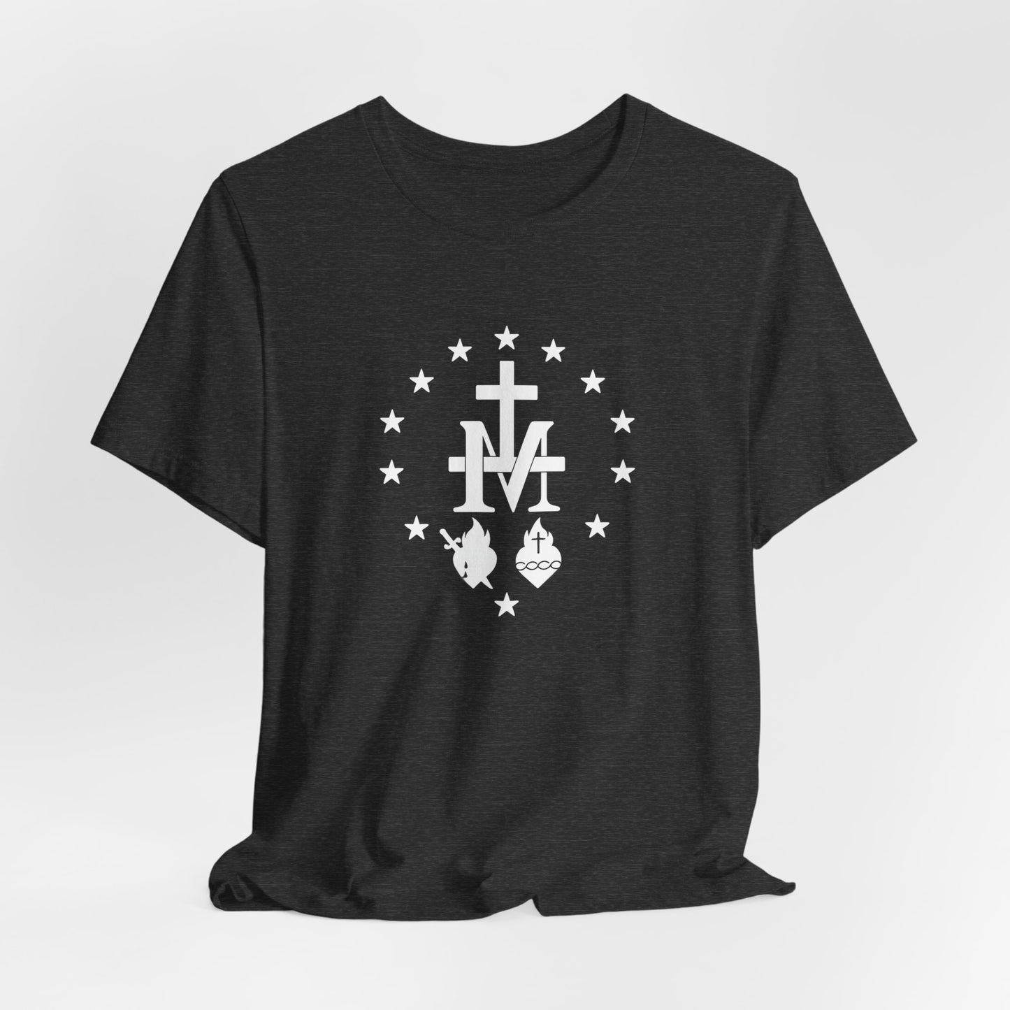 Marian Monogram Sacred & Immaculate Heart T-Shirt | Catholic Devotional Shirt