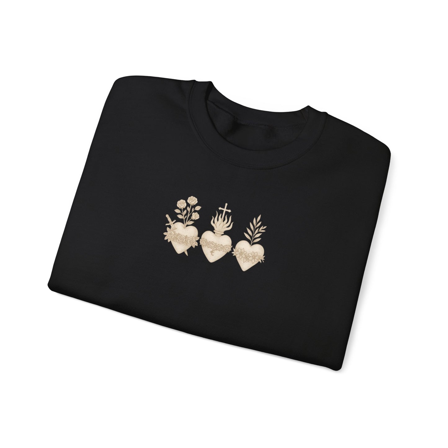 Sacred Heart Trio Catholic Shirt | Minimal Faith Tee | Jesus Mary Joseph Graphic | Christian Aesthetic Apparel
