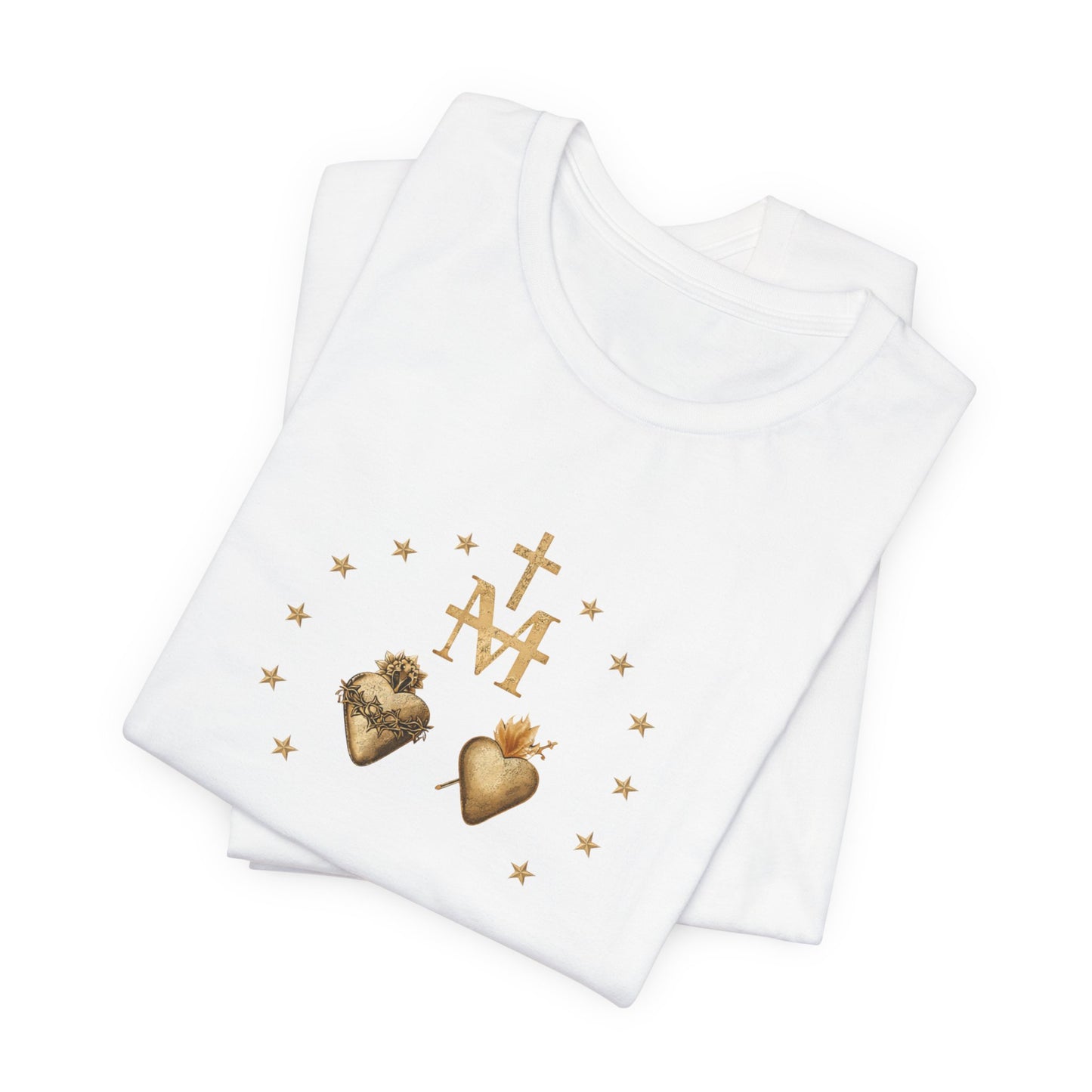 Sacred Hearts & Marian Monogram Tee - Religious Catholic Devotional T-Shirt
