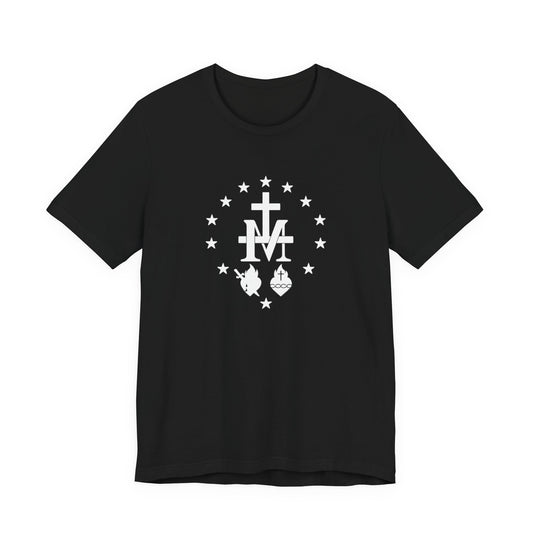 Marian Monogram Sacred & Immaculate Heart T-Shirt | Catholic Devotional Shirt