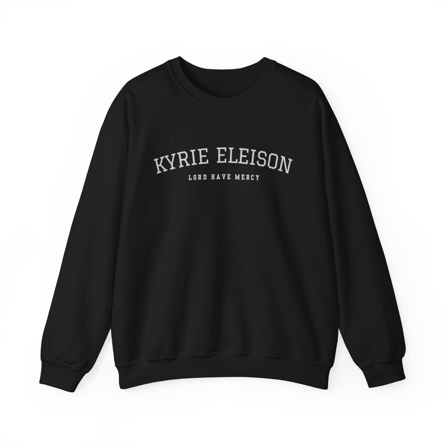 Kyrie Eleison Crewneck Sweatshirt — Catholic “Lord Have Mercy” Minimalist Pullover