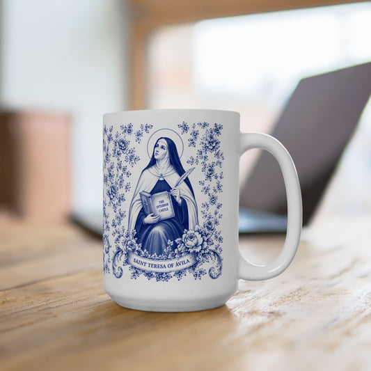 Saint Therese of Avila Ceramic Mug — Catholic Saint Prayer Mug (11oz & 15oz)