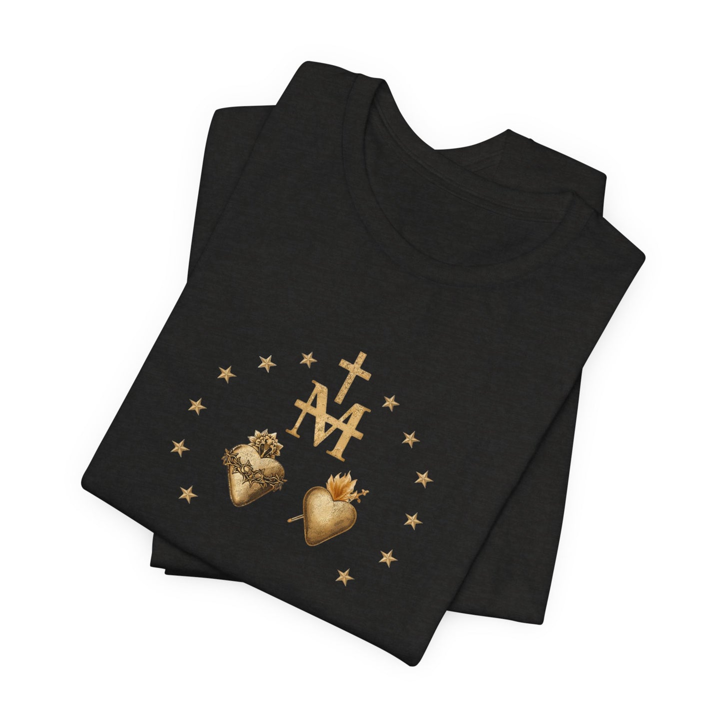 Sacred Hearts & Marian Monogram Tee - Religious Catholic Devotional T-Shirt