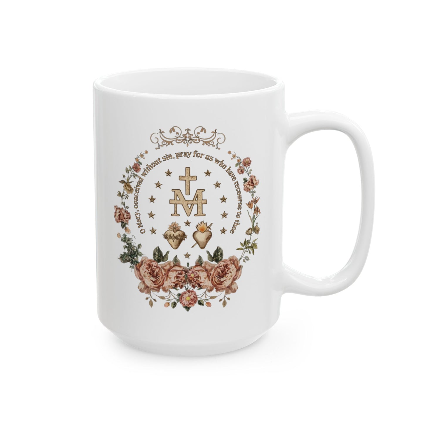 Catholic Marian Devotion Ceramic Mug — Blessed Virgin Prayer Coffee Cup (11oz & 15oz)