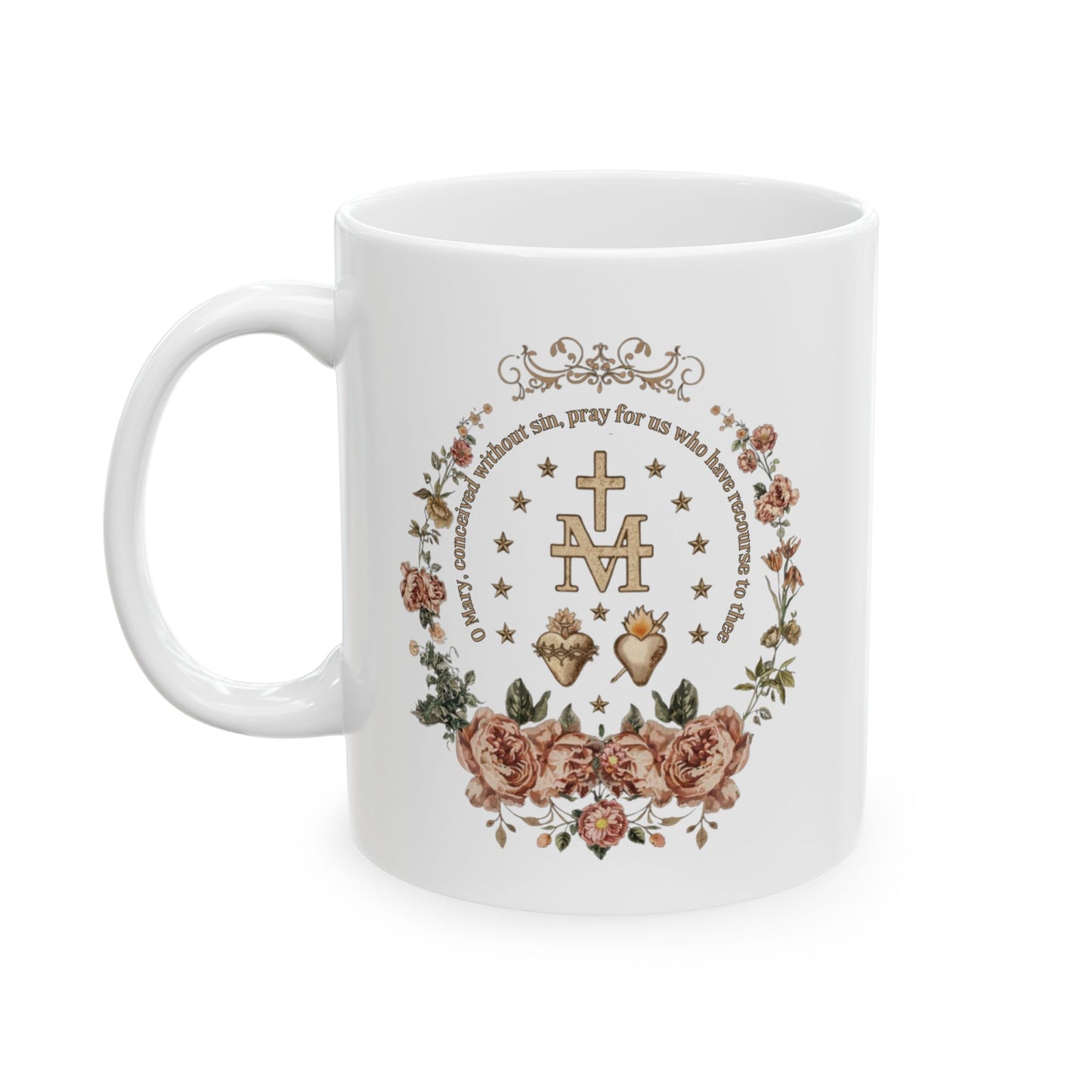 Catholic Marian Devotion Ceramic Mug — Blessed Virgin Prayer Coffee Cup (11oz & 15oz)