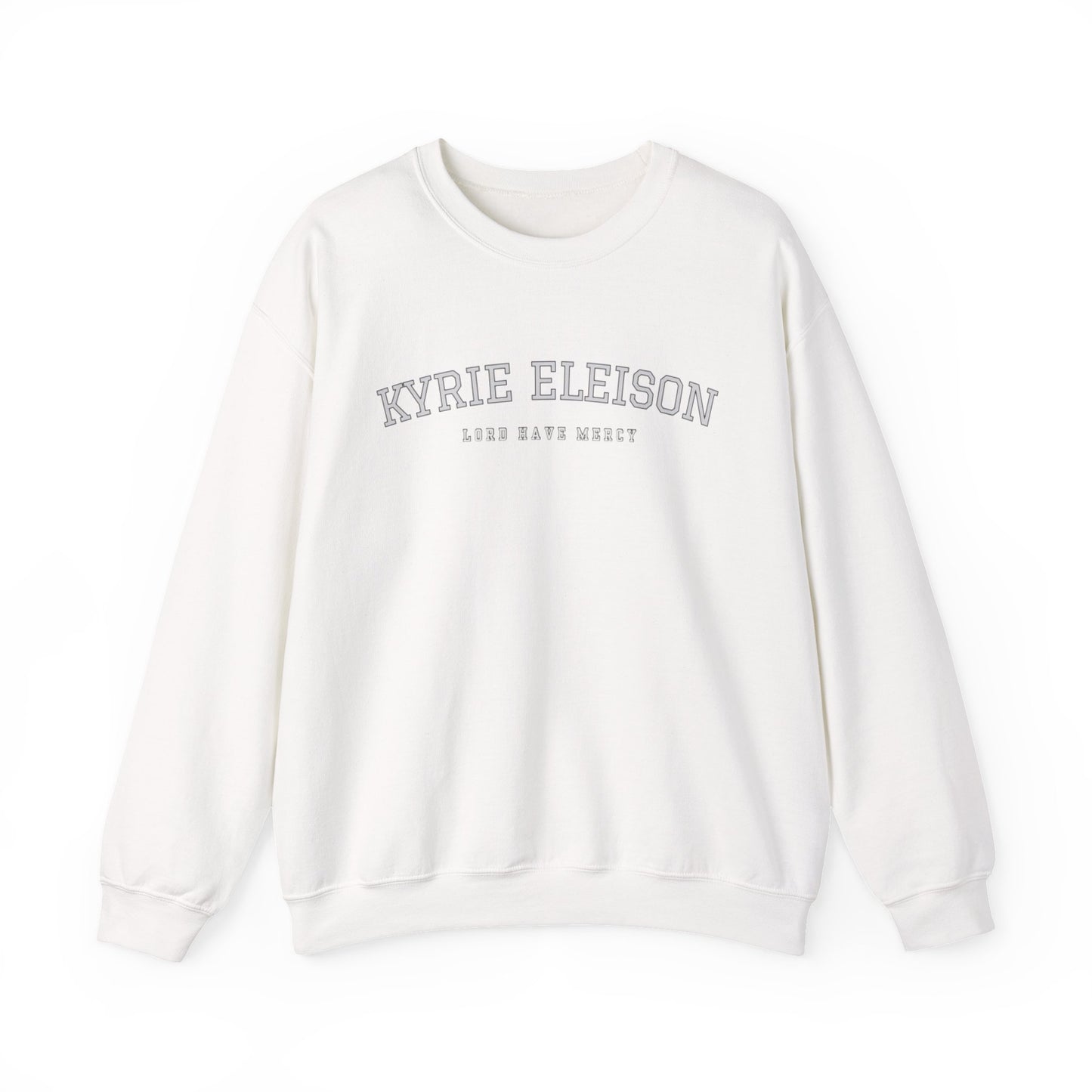 Kyrie Eleison Crewneck Sweatshirt — Catholic “Lord Have Mercy” Minimalist Pullover