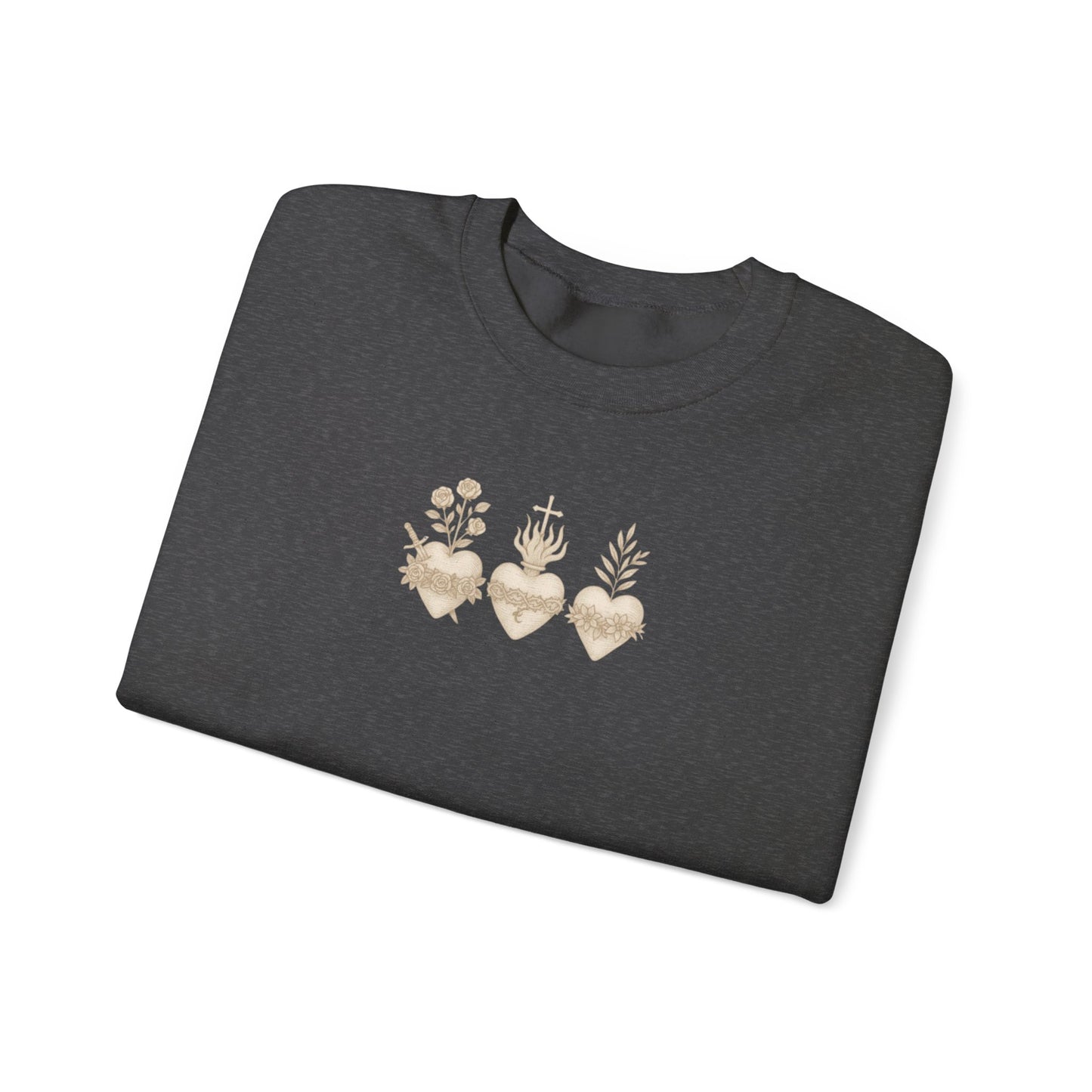 Sacred Heart Trio Catholic Shirt | Minimal Faith Tee | Jesus Mary Joseph Graphic | Christian Aesthetic Apparel