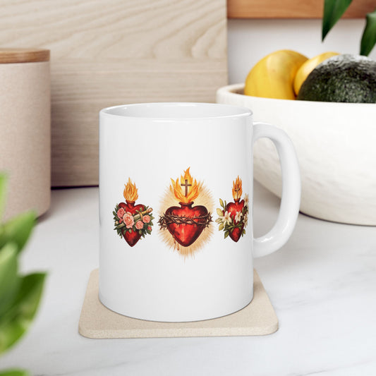 Sacred Heart Ceramic Mug — Catholic Devotional Coffee Cup (11oz)