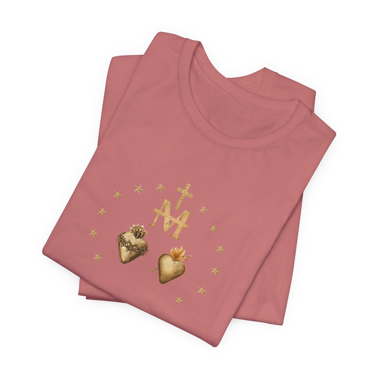 Sacred Hearts & Marian Monogram Tee - Religious Catholic Devotional T-Shirt