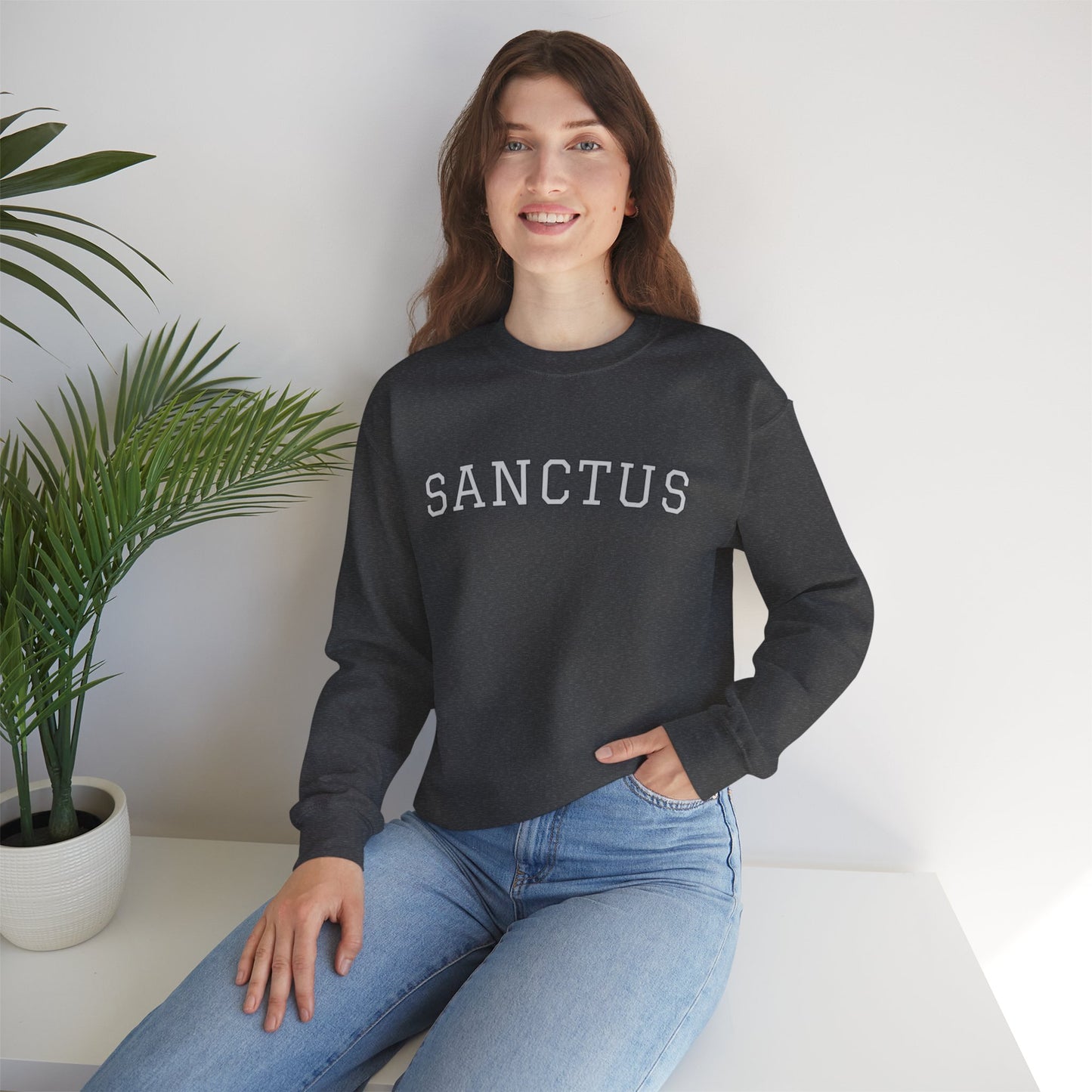 Sanctus Crewneck Sweatshirt — Minimal Latin Catholic Apparel