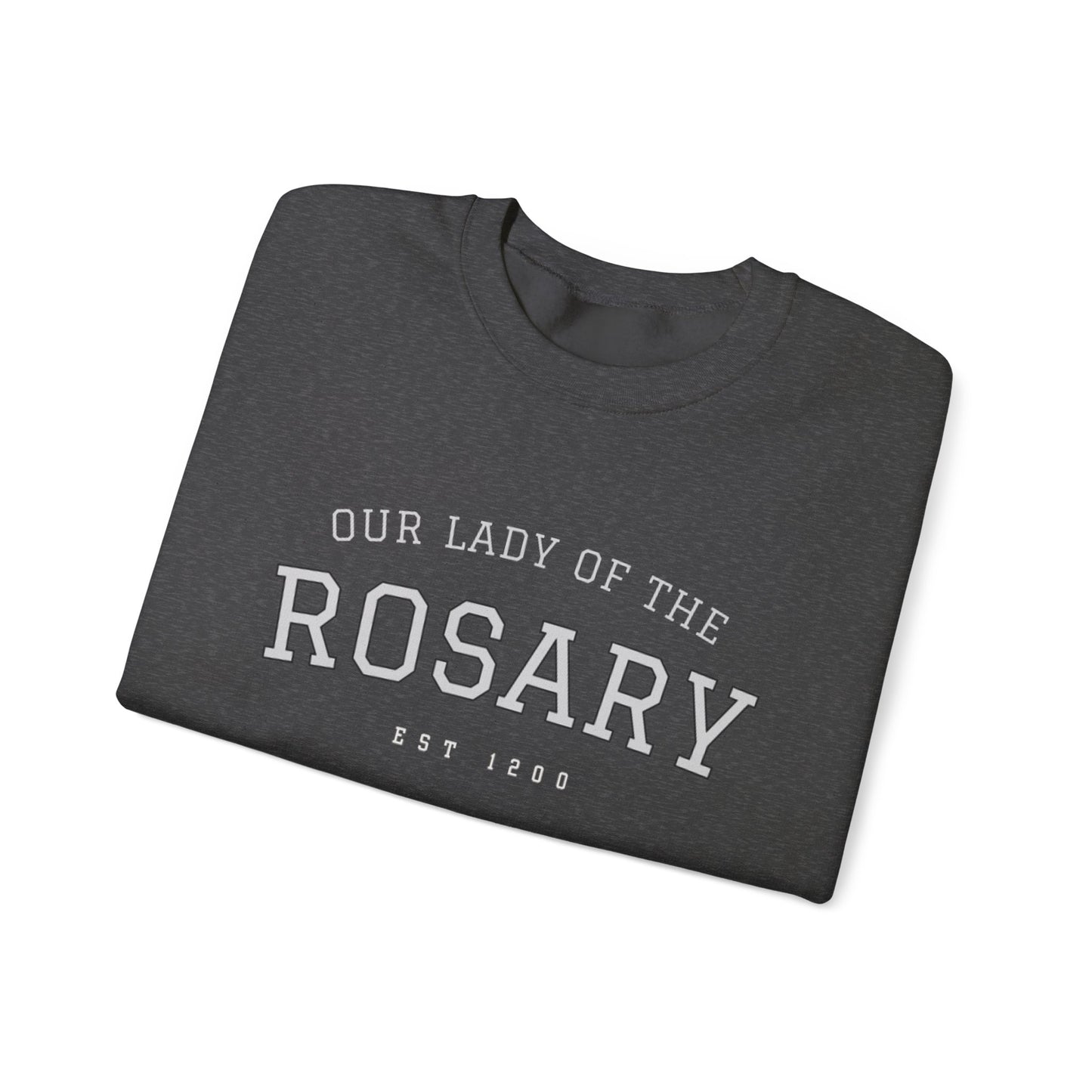 Our Lady of the Rosary Crewneck Sweatshirt — Catholic Devotional Sweatshirt