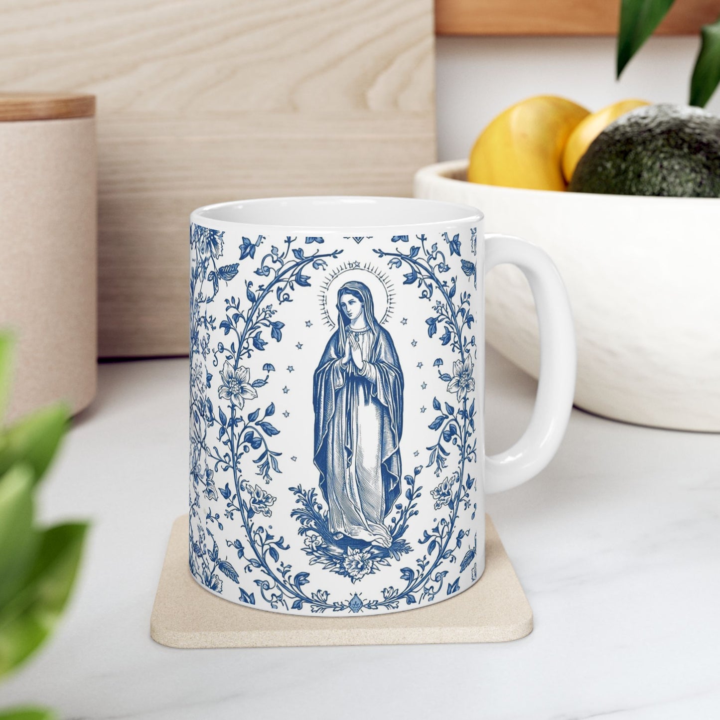 Blessed Mother Mary Ceramic Mug — Catholic Rosary Prayer Coffee Cup (11oz, 15oz)