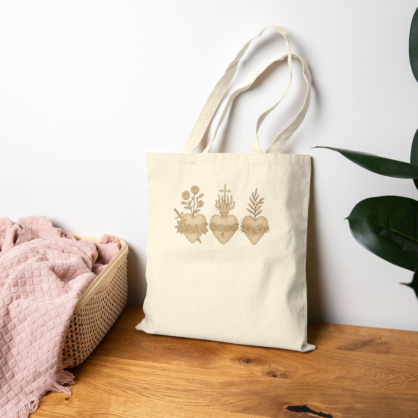 Sacred Heart Catholic Cotton Canvas Tote Bag